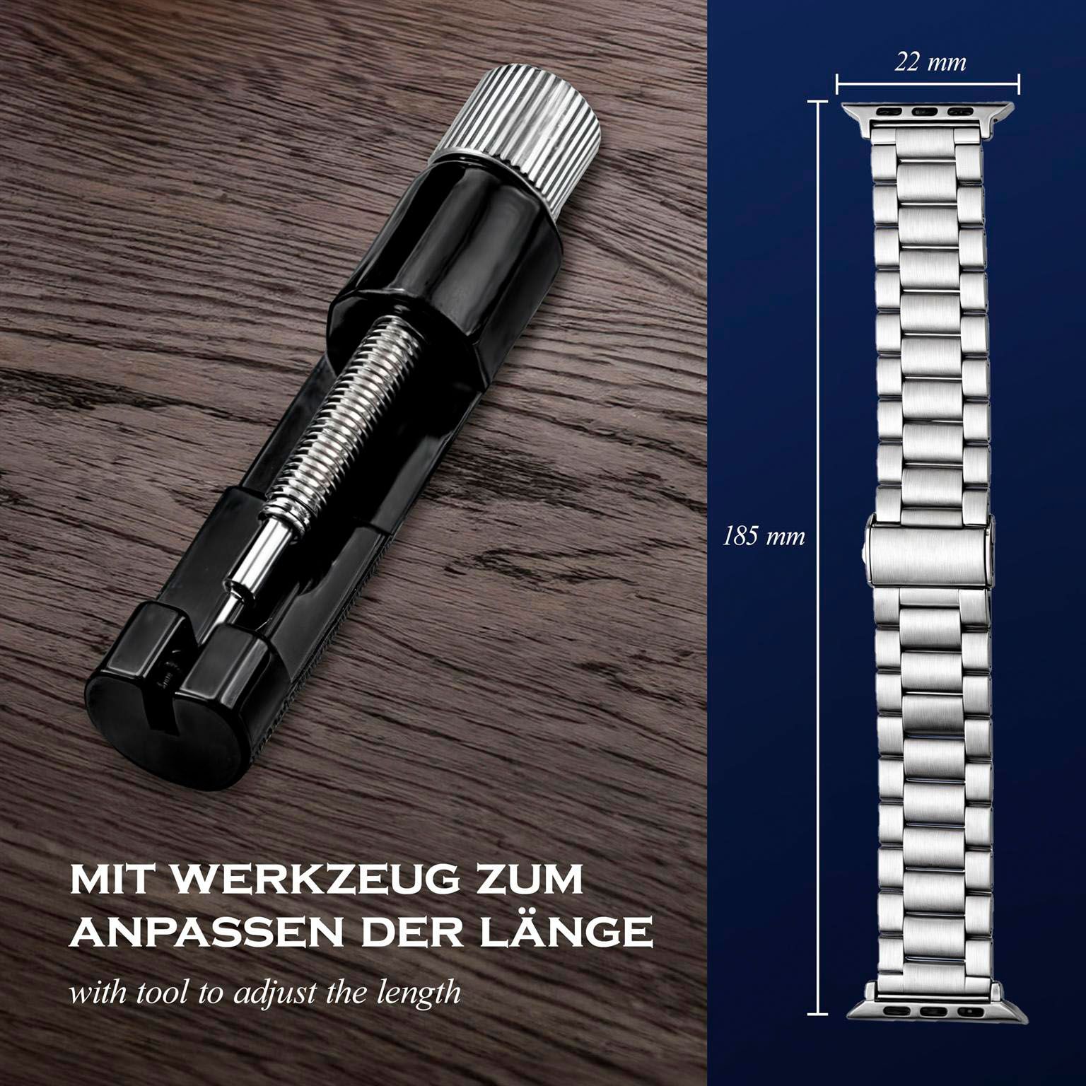 ONEFLOW Classic Link Apple Watch SE 3 (44mm) Armband Herren Edelstahl – Weiteres Produktbild 6 ONEFLOW Classic Link Apple Watch SE 3 (44mm) Armband Herren Edelstahl – Weiteres Produktbild 6