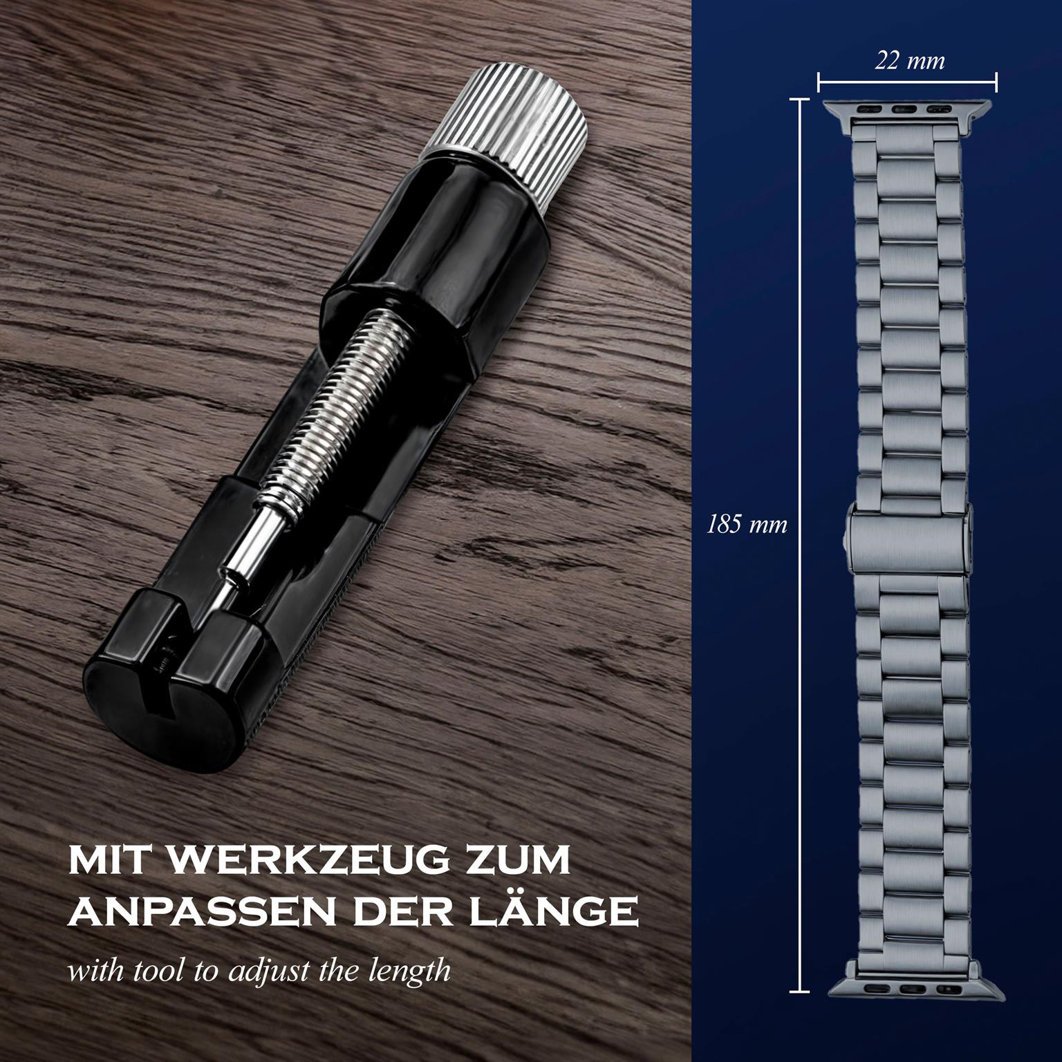 ONEFLOW Classic Link Apple Watch 10 (46mm) Armband Herren Edelstahl – Weiteres Produktbild 5