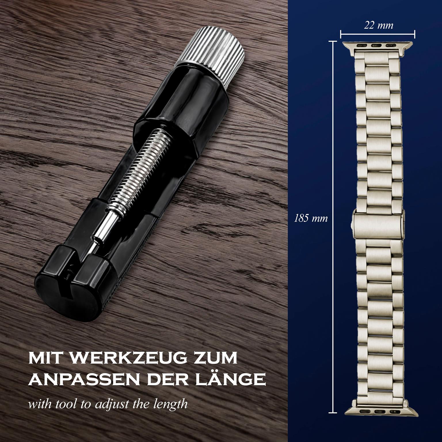 ONEFLOW Classic Link Apple Watch 10 (46mm) Armband Herren Edelstahl – Weiteres Produktbild 5