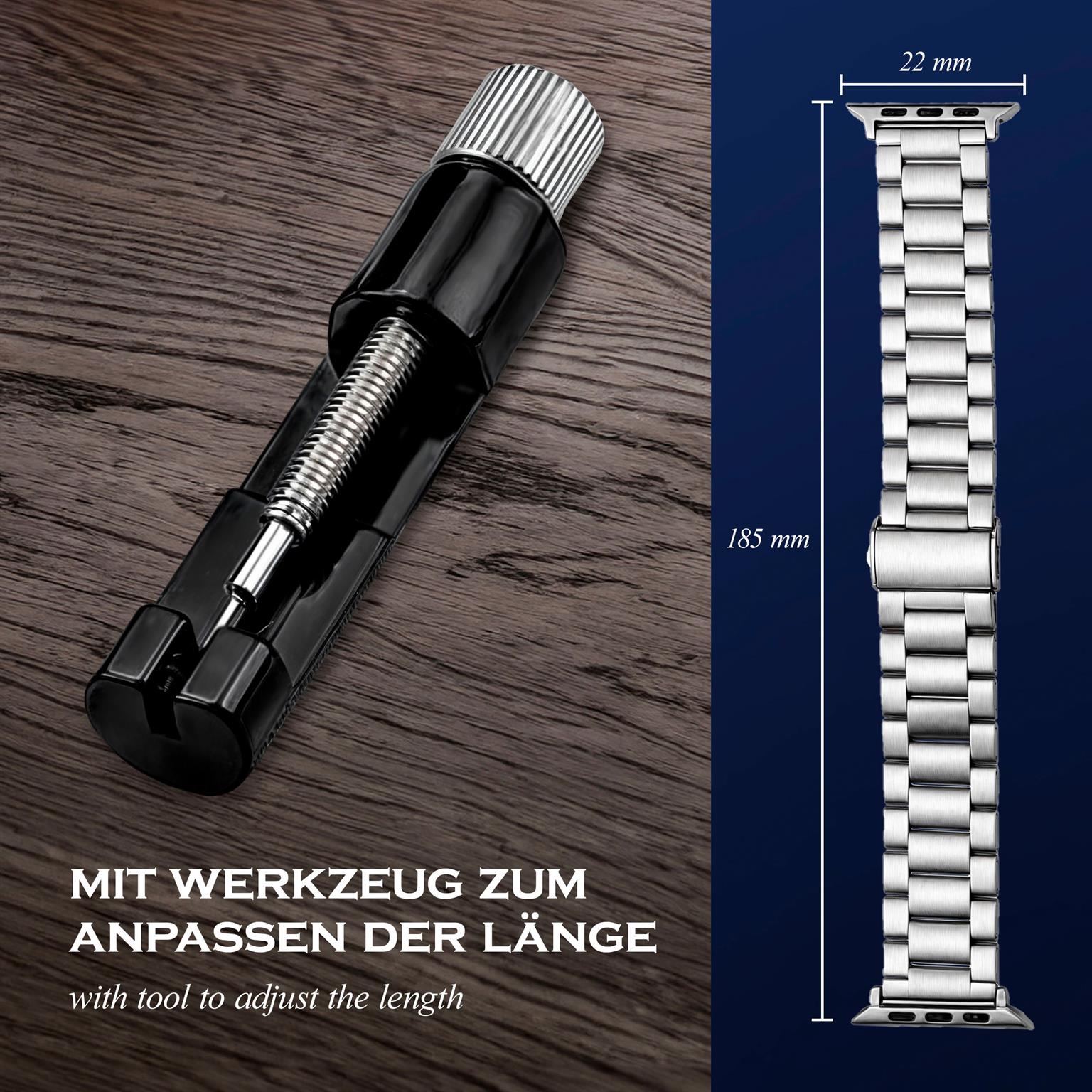 ONEFLOW Classic Link Apple Watch 6 (44mm) Armband Herren Edelstahl – Weiteres Produktbild 5