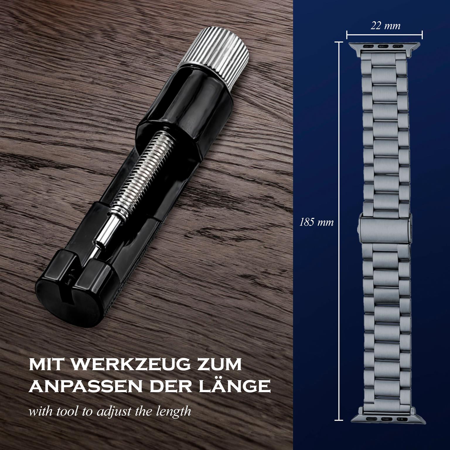 ONEFLOW Classic Link Apple Watch 8 (45mm) Armband Herren Edelstahl – Weiteres Produktbild 5