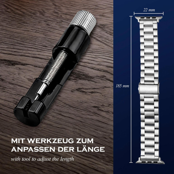 ONEFLOW Classic Link Apple Watch 9 (45mm) Armband Herren Edelstahl – Weiteres Produktbild 6