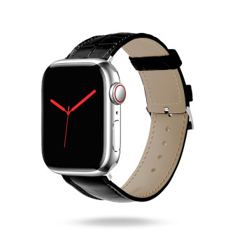 ONEFLOW Prestige Strap Apple Watch 4 (44mm) Armband Leder – Schwarz – Silber