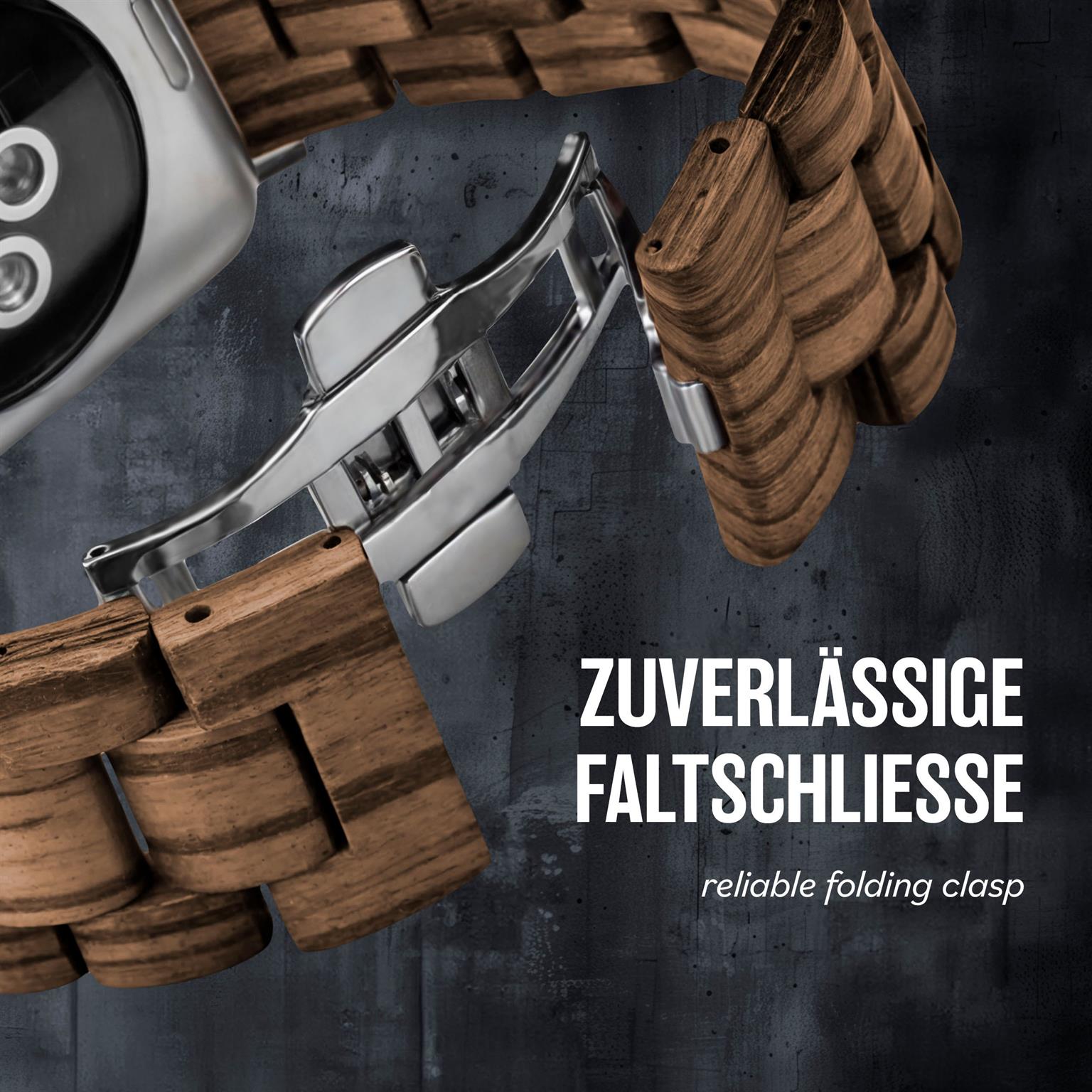 ONEFLOW Timber Strap Apple Watch SE 1 (44mm) Holz Armband – Weiteres Produktbild 2