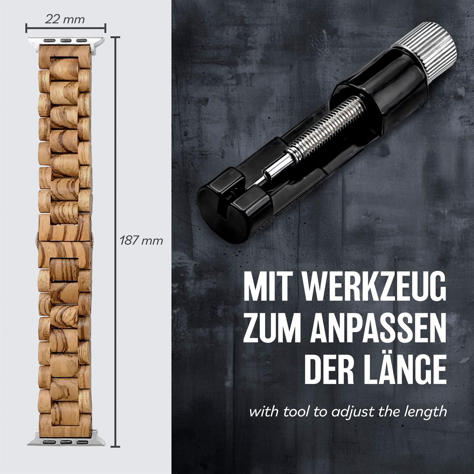 ONEFLOW Timber Strap Apple Watch 1 (42mm) Holz Armband – Weiteres Produktbild 4