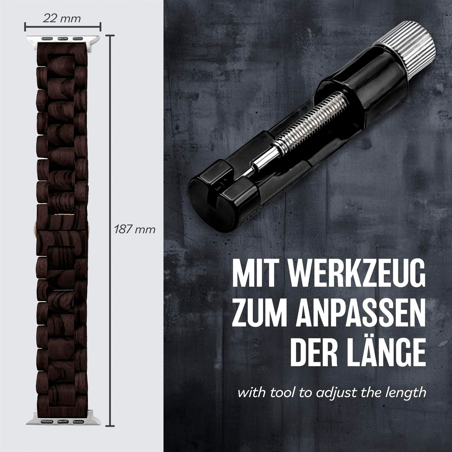 ONEFLOW Timber Strap Apple Watch 11 (46mm) Holz Armband – Weiteres Produktbild 5