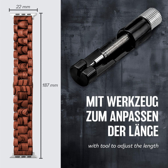 ONEFLOW Timber Strap Apple Watch 7 (45mm) Holz Armband – Weiteres Produktbild 5