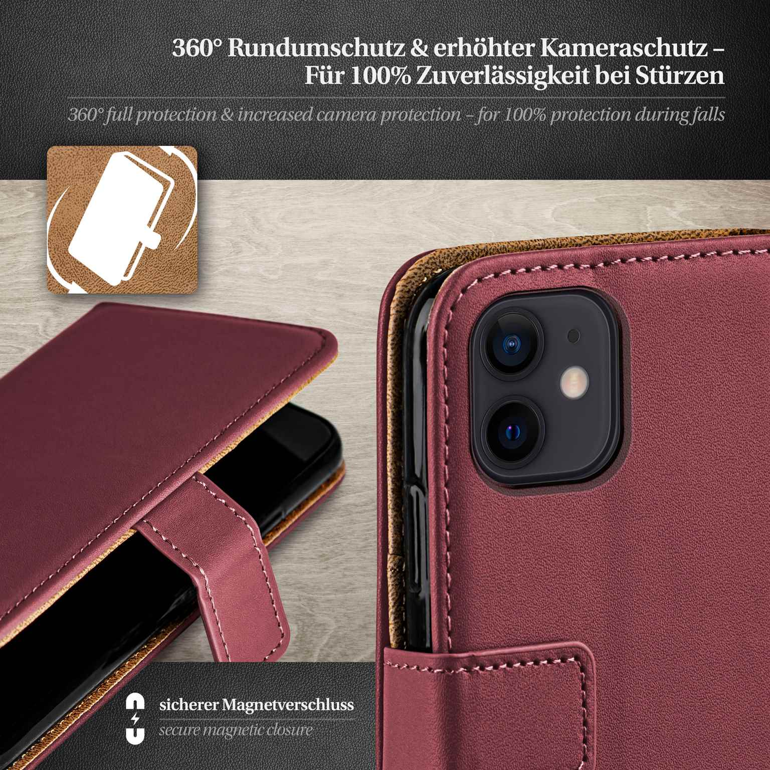 moex Book Case für iPhone 12 mini Klapphülle mit Kartenfach – Weiteres Produktbild 3