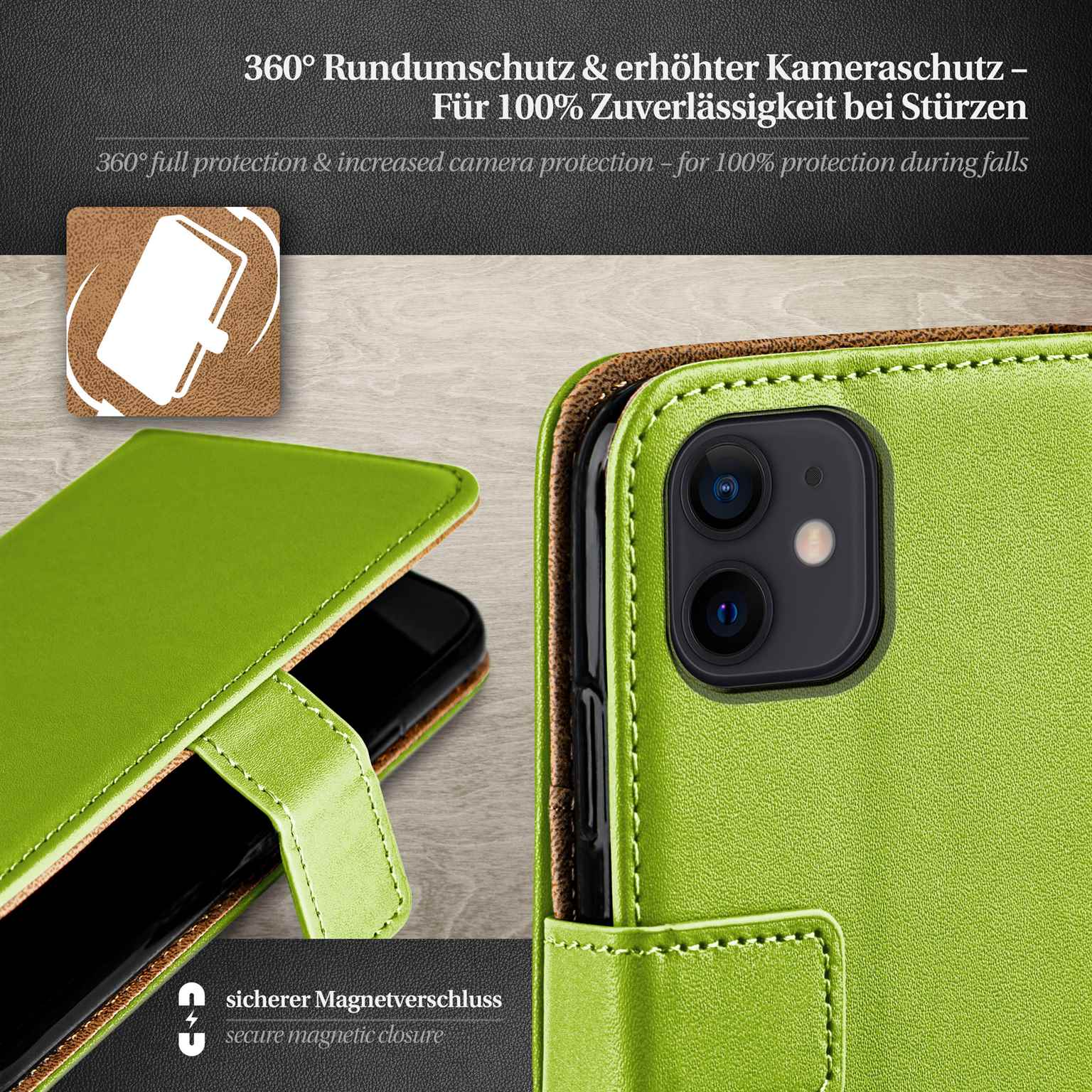 moex Book Case für iPhone 12 mini Klapphülle mit Kartenfach – Weiteres Produktbild 3
