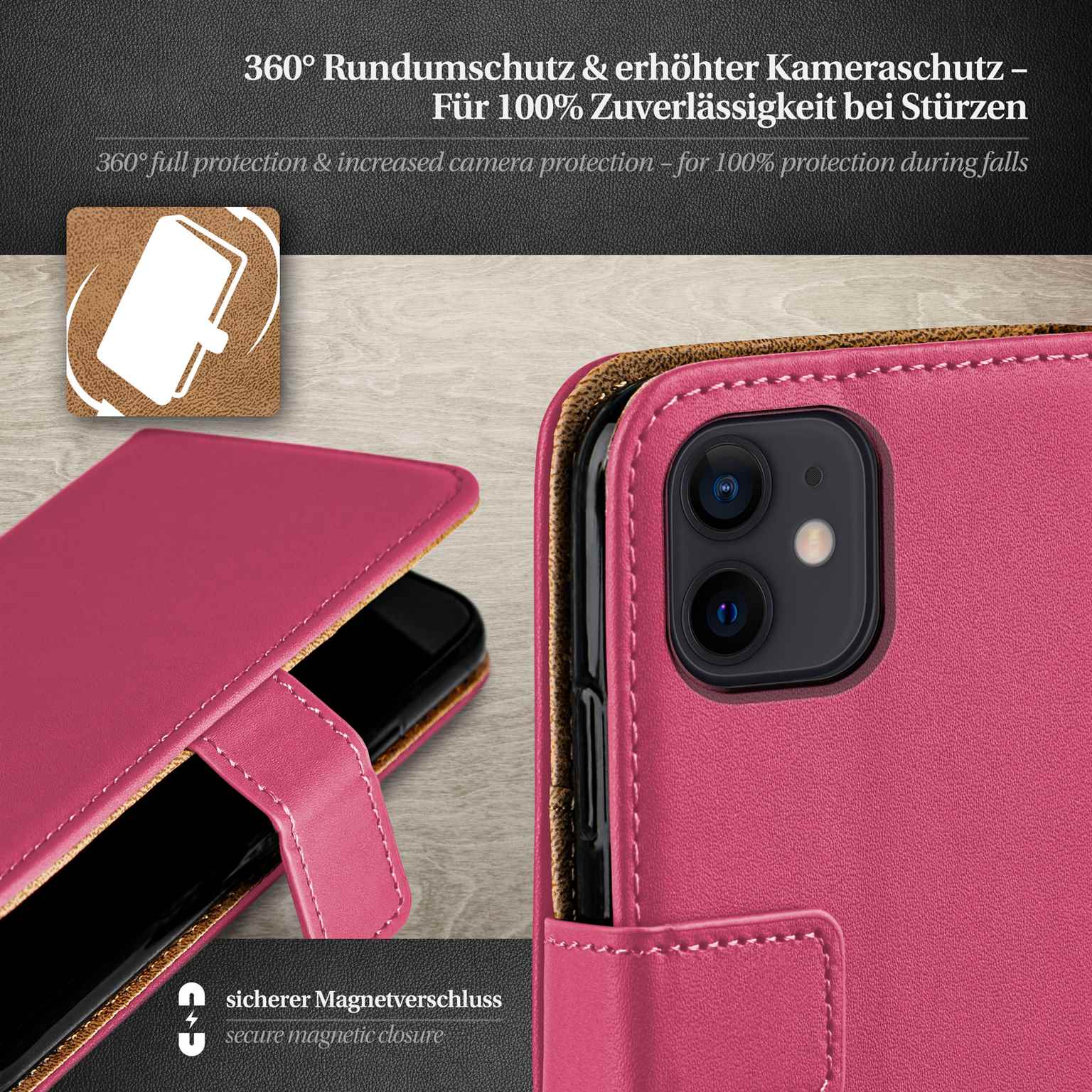 moex Book Case für iPhone 12 mini Klapphülle mit Kartenfach – Weiteres Produktbild 3