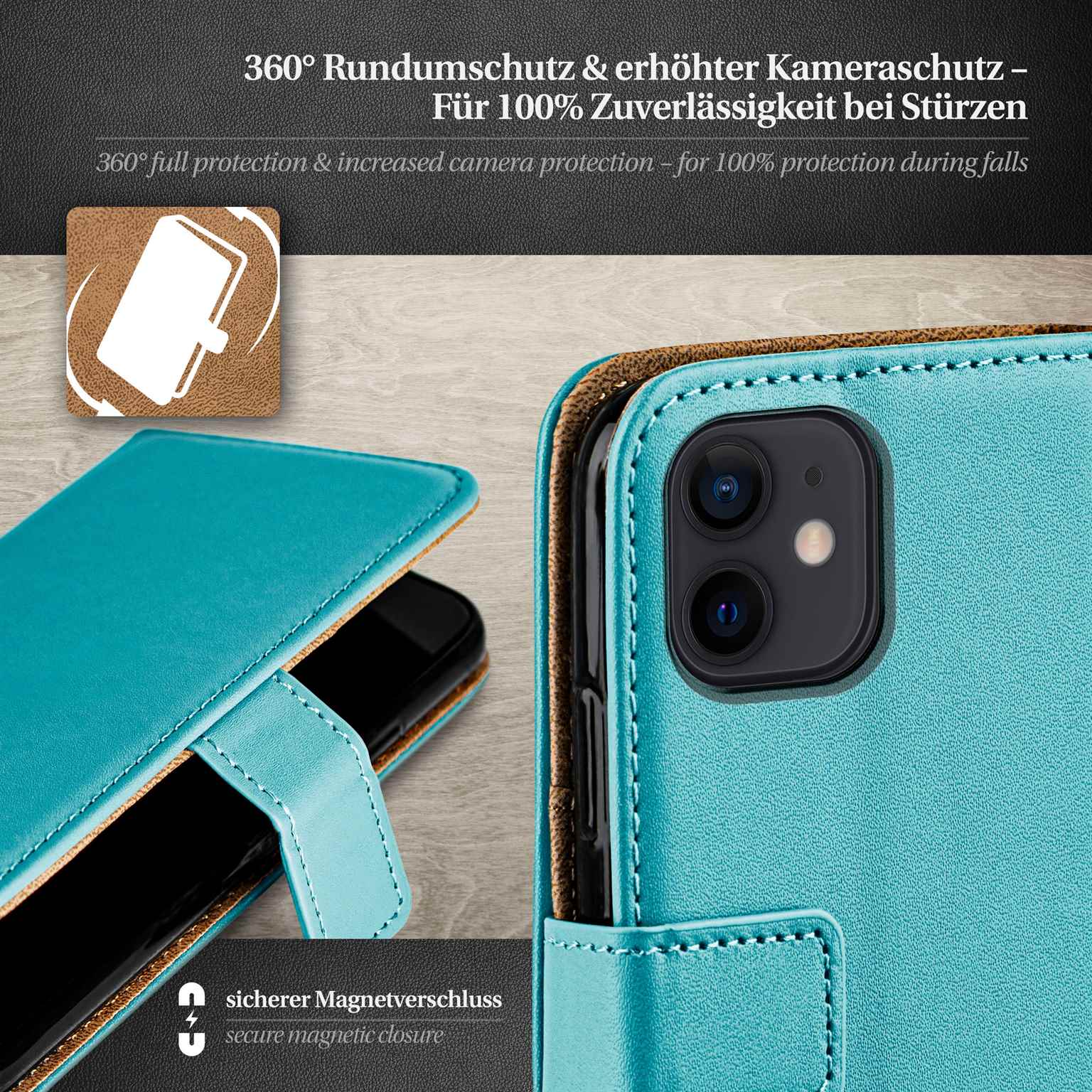 moex Book Case für iPhone 12 mini Klapphülle mit Kartenfach – Weiteres Produktbild 3