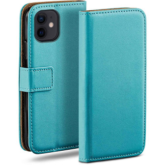 moex moex Book Case für iPhone 12 Klapphülle mit Kartenfach – Aqua-Cyan
