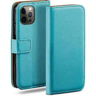 moex moex Book Case für iPhone 12 Pro Klapphülle mit Kartenfach – Aqua-Cyan