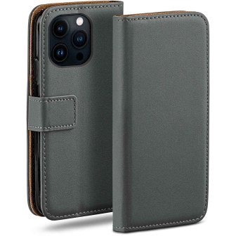 moex moex Book Case für iPhone 13 Pro Max Klapphülle mit Kartenfach – Anthracite-Gray