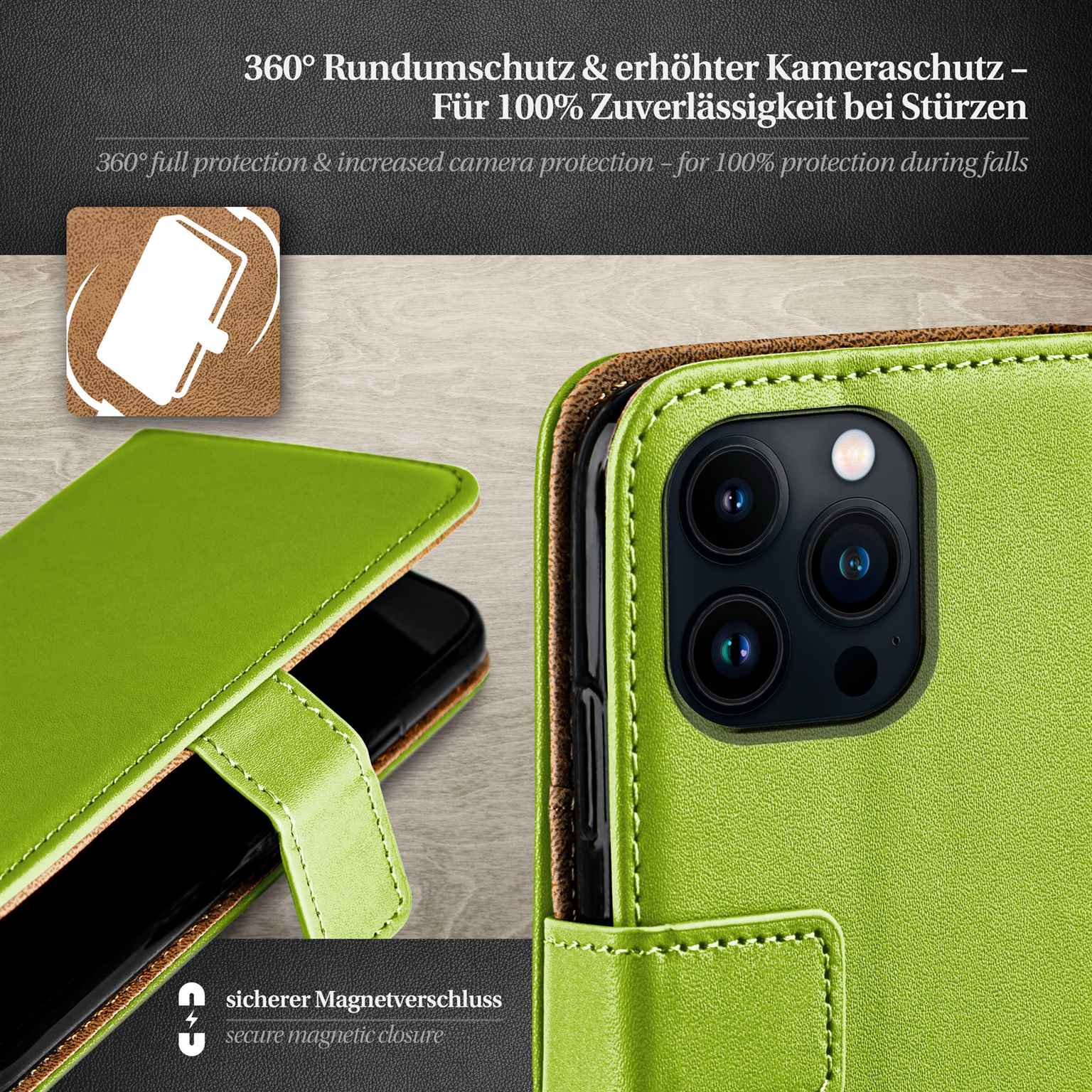 moex Book Case für iPhone 13 Pro Klapphülle mit Kartenfach – Weiteres Produktbild 2