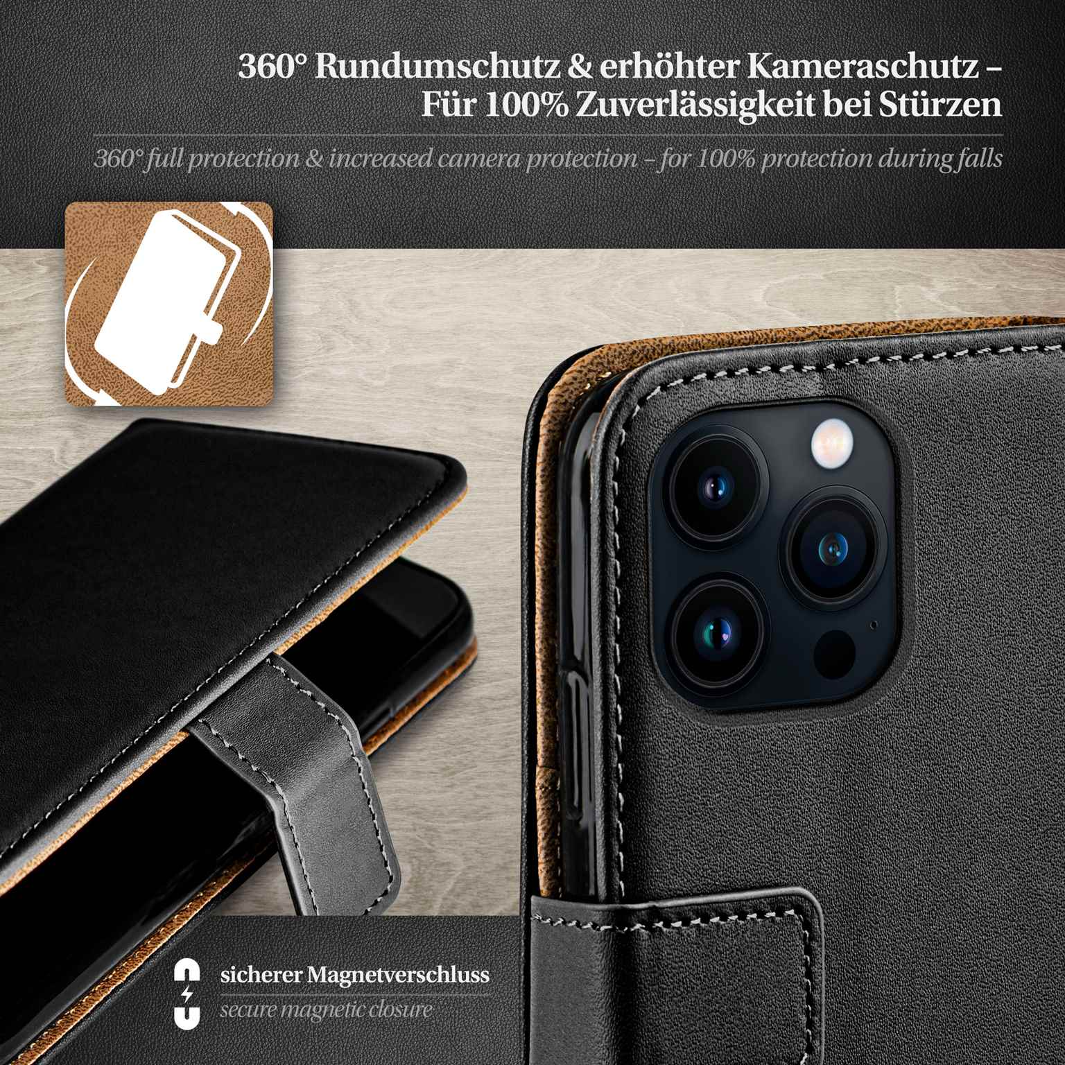 moex Book Case für iPhone 13 Pro Klapphülle mit Kartenfach – Weiteres Produktbild 2