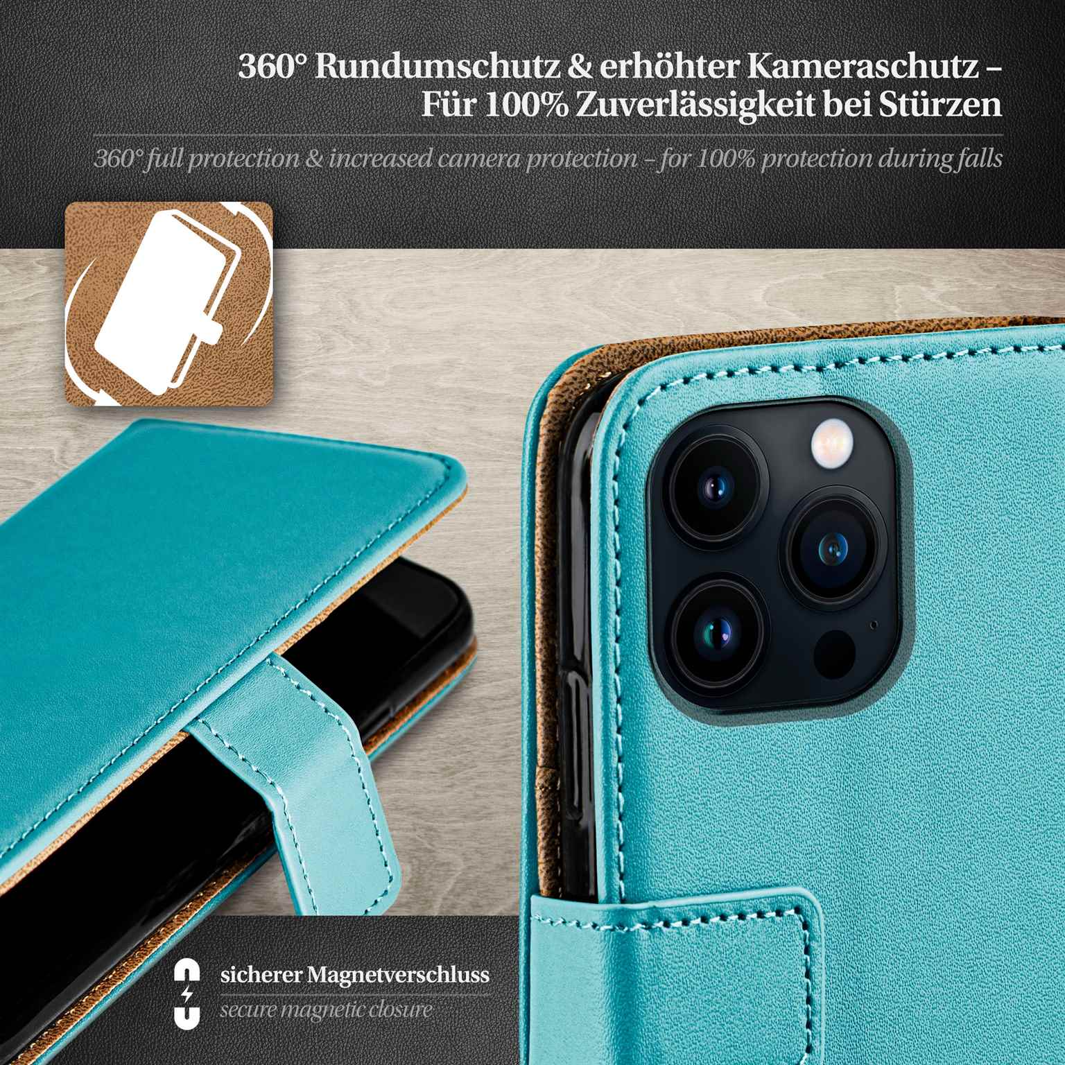 moex Book Case für iPhone 13 Pro Klapphülle mit Kartenfach – Weiteres Produktbild 2