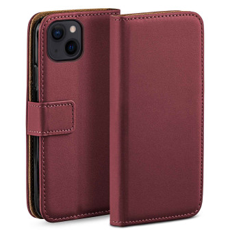 moex moex Book Case für iPhone 14 Plus Klapphülle mit Kartenfach – Maroon-Red