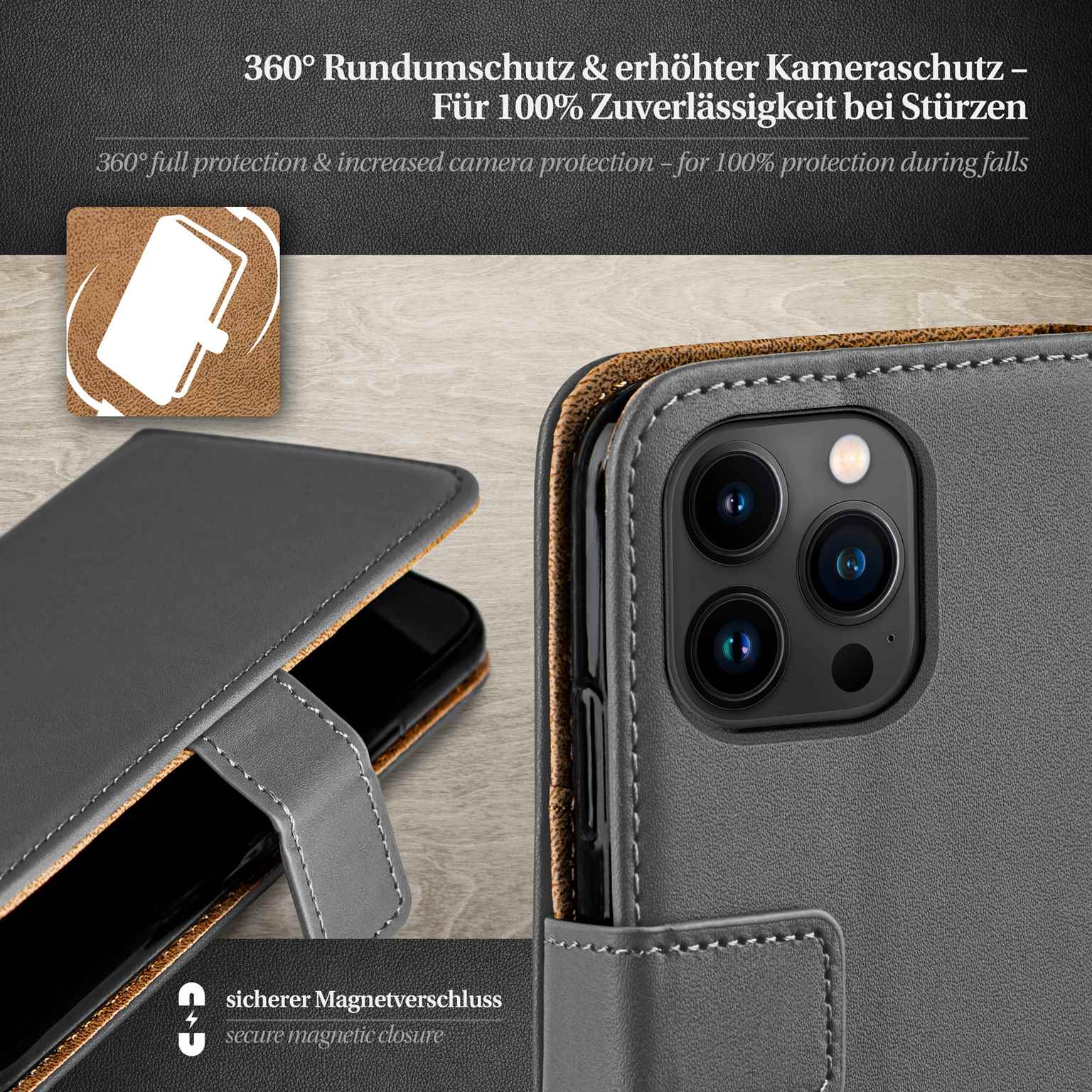 moex Book Case für iPhone 14 Pro Max Klapphülle mit Kartenfach – Weiteres Produktbild 3 moex Book Case für iPhone 14 Pro Max Klapphülle mit Kartenfach – Weiteres Produktbild 3