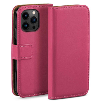 moex moex Book Case für iPhone 14 Pro Max Klapphülle mit Kartenfach – Berry-Fuchsia