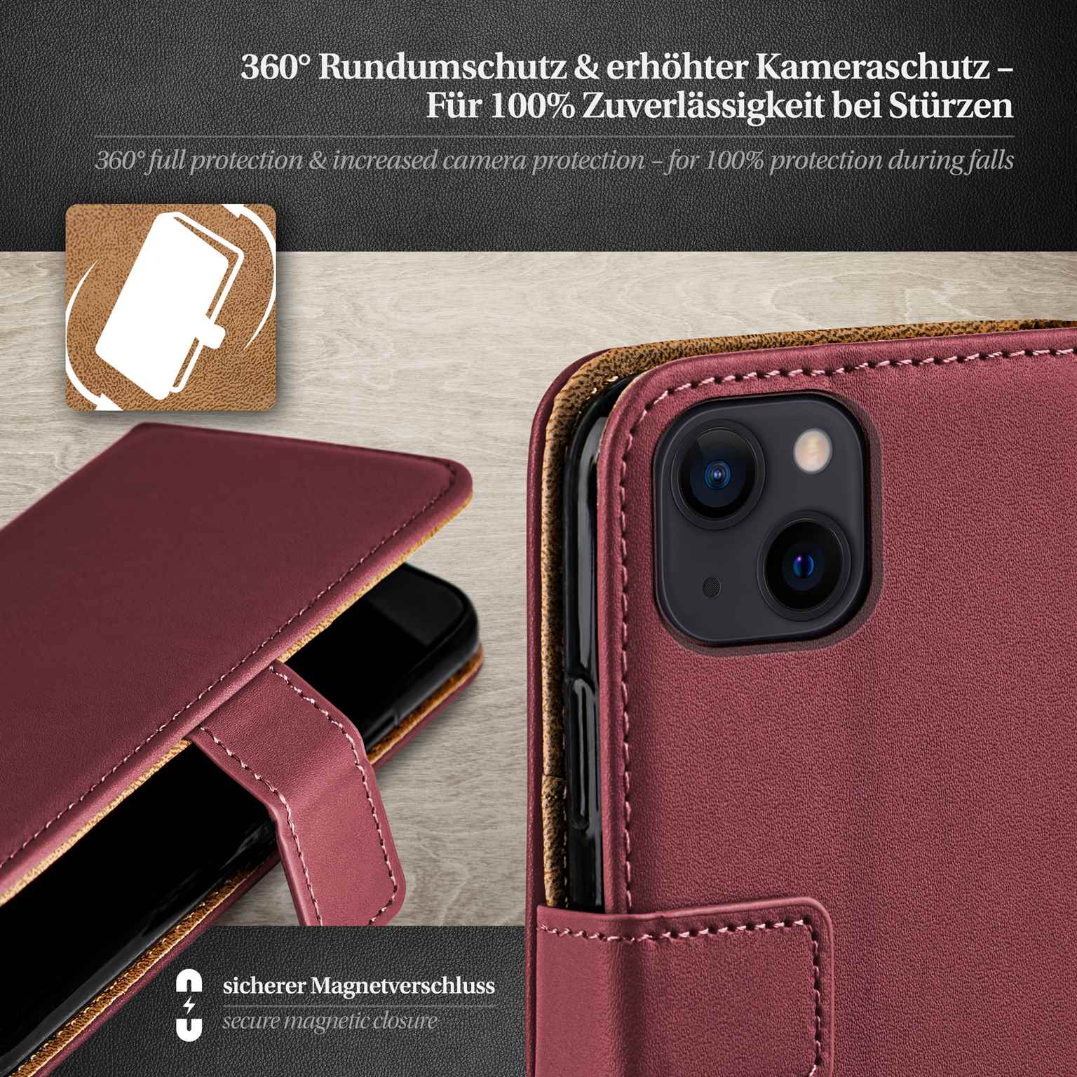 moex Book Case für iPhone 14 Klapphülle mit Kartenfach – Weiteres Produktbild 3