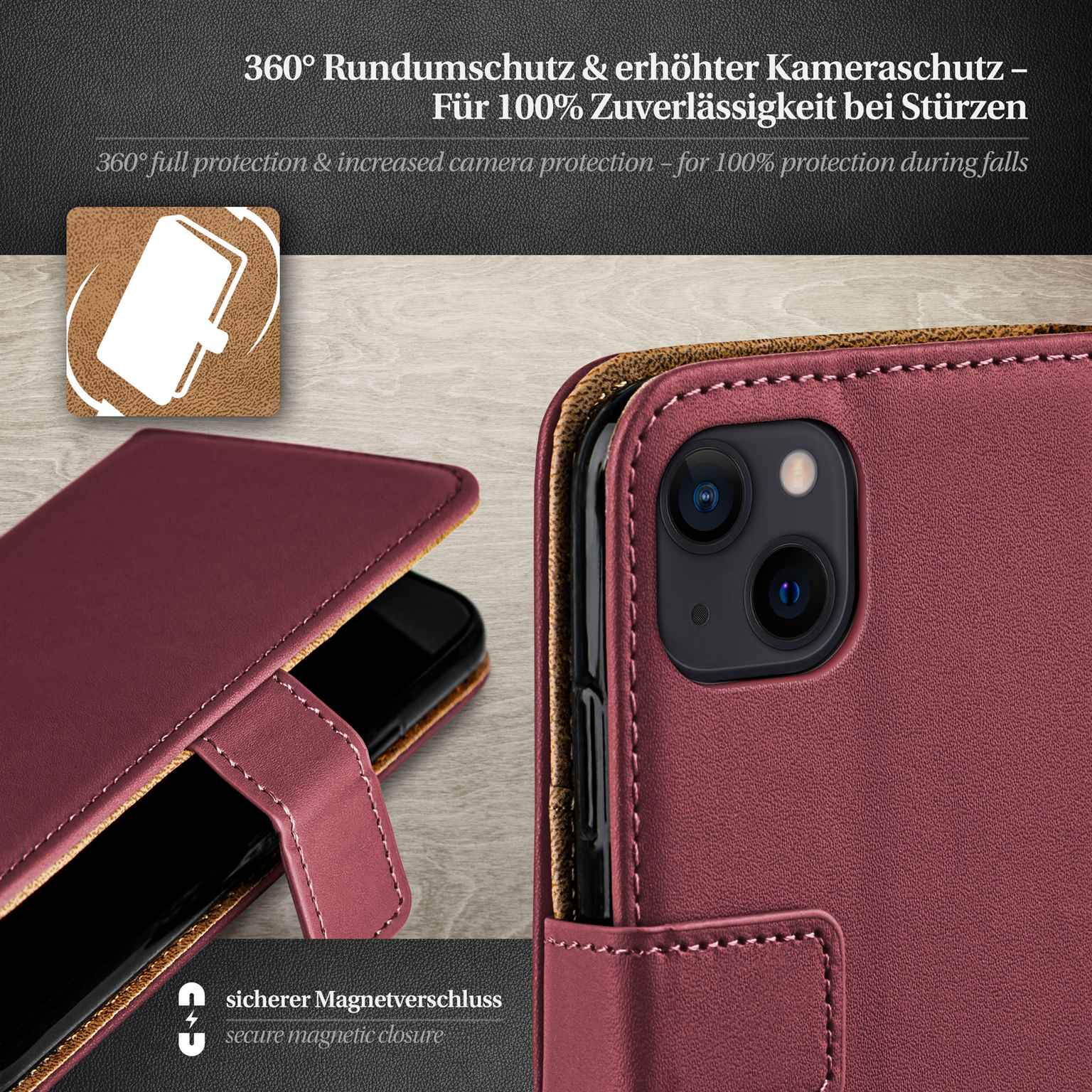 moex Book Case für iPhone 15 Plus Klapphülle mit Kartenfach – Weiteres Produktbild 2