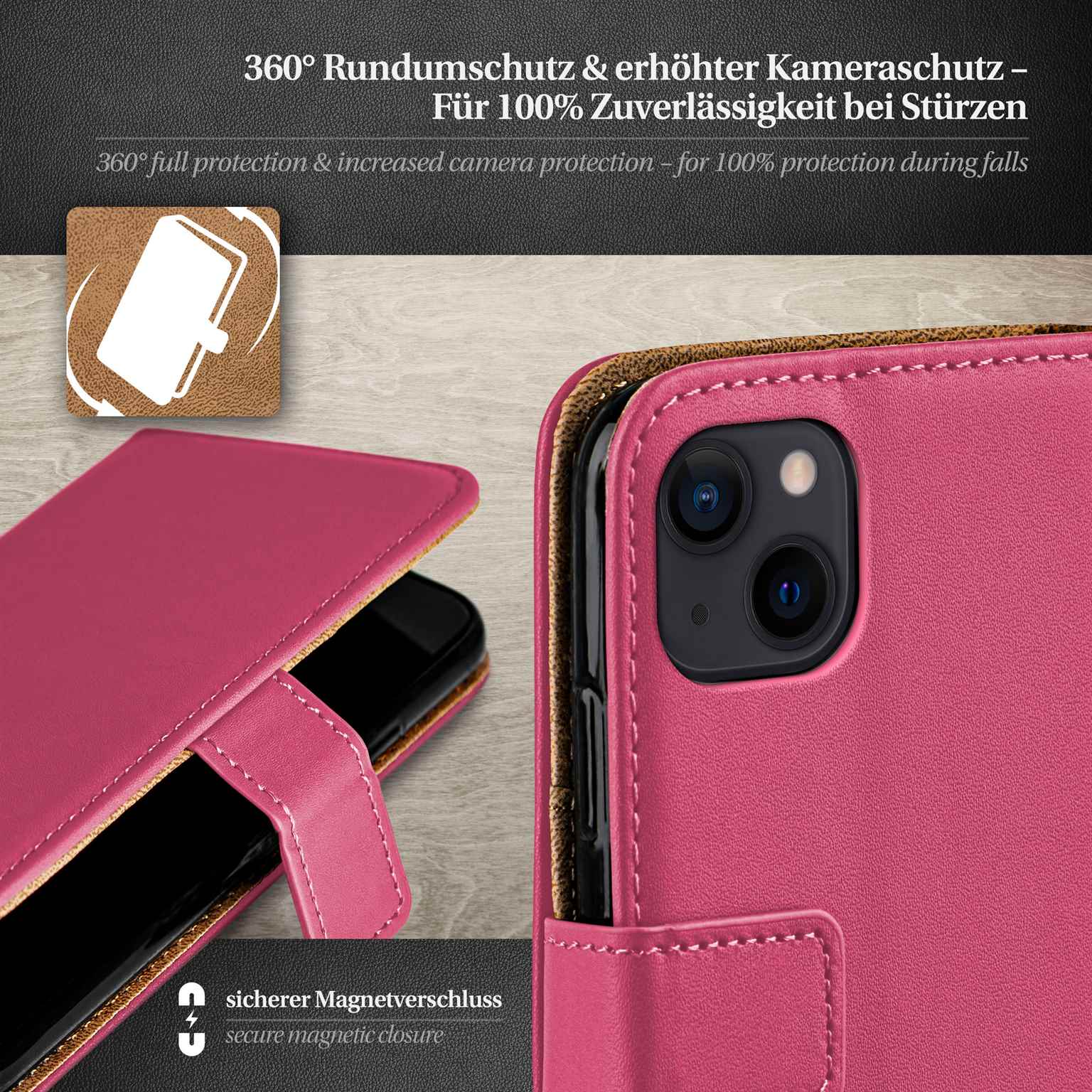moex Book Case für iPhone 15 Plus Klapphülle mit Kartenfach – Weiteres Produktbild 2