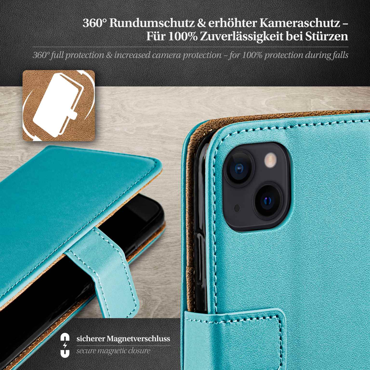 moex Book Case für iPhone 15 Plus Klapphülle mit Kartenfach – Weiteres Produktbild 2