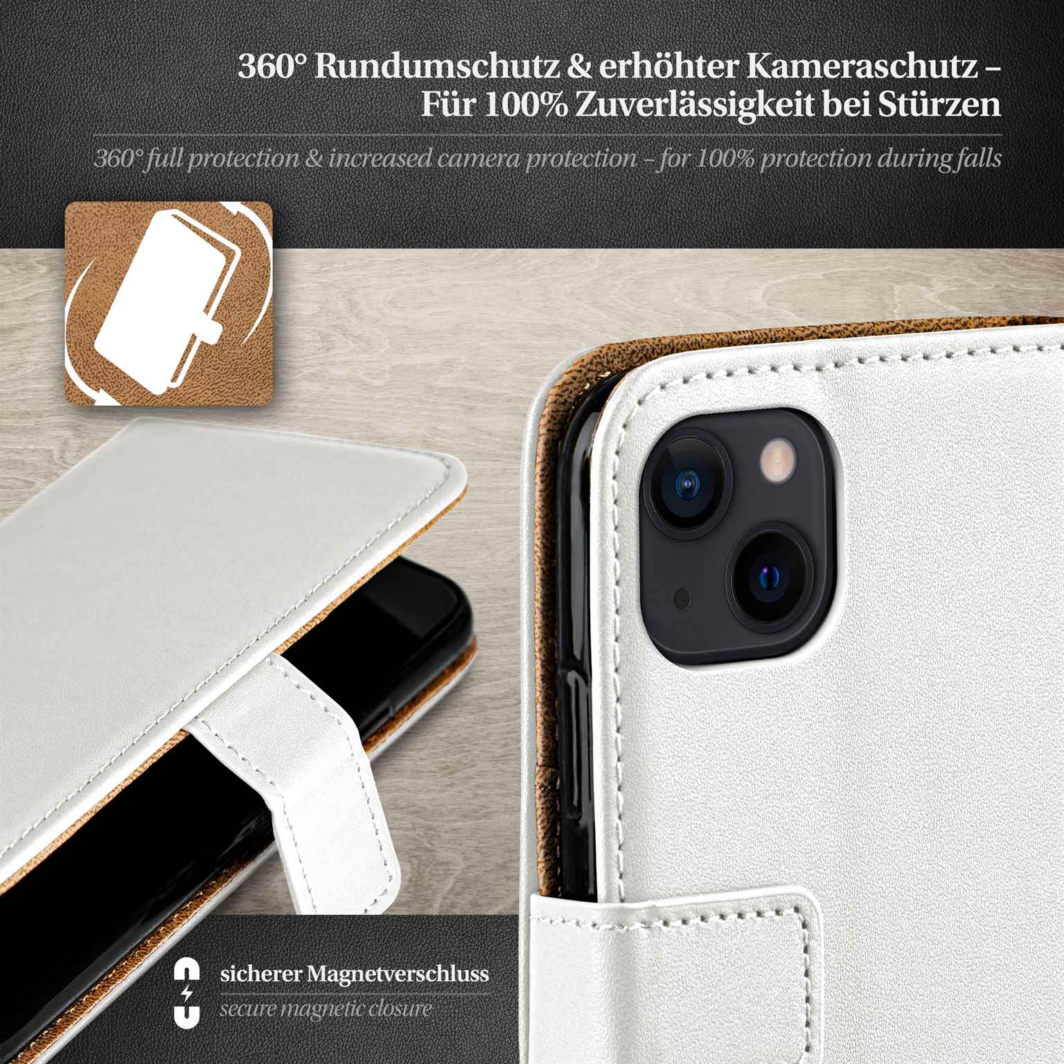 moex Book Case für iPhone 15 Plus Klapphülle mit Kartenfach – Weiteres Produktbild 2