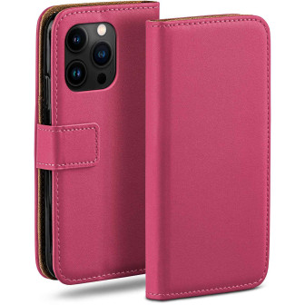 moex moex Book Case für iPhone 15 Pro Klapphülle mit Kartenfach – Berry-Fuchsia