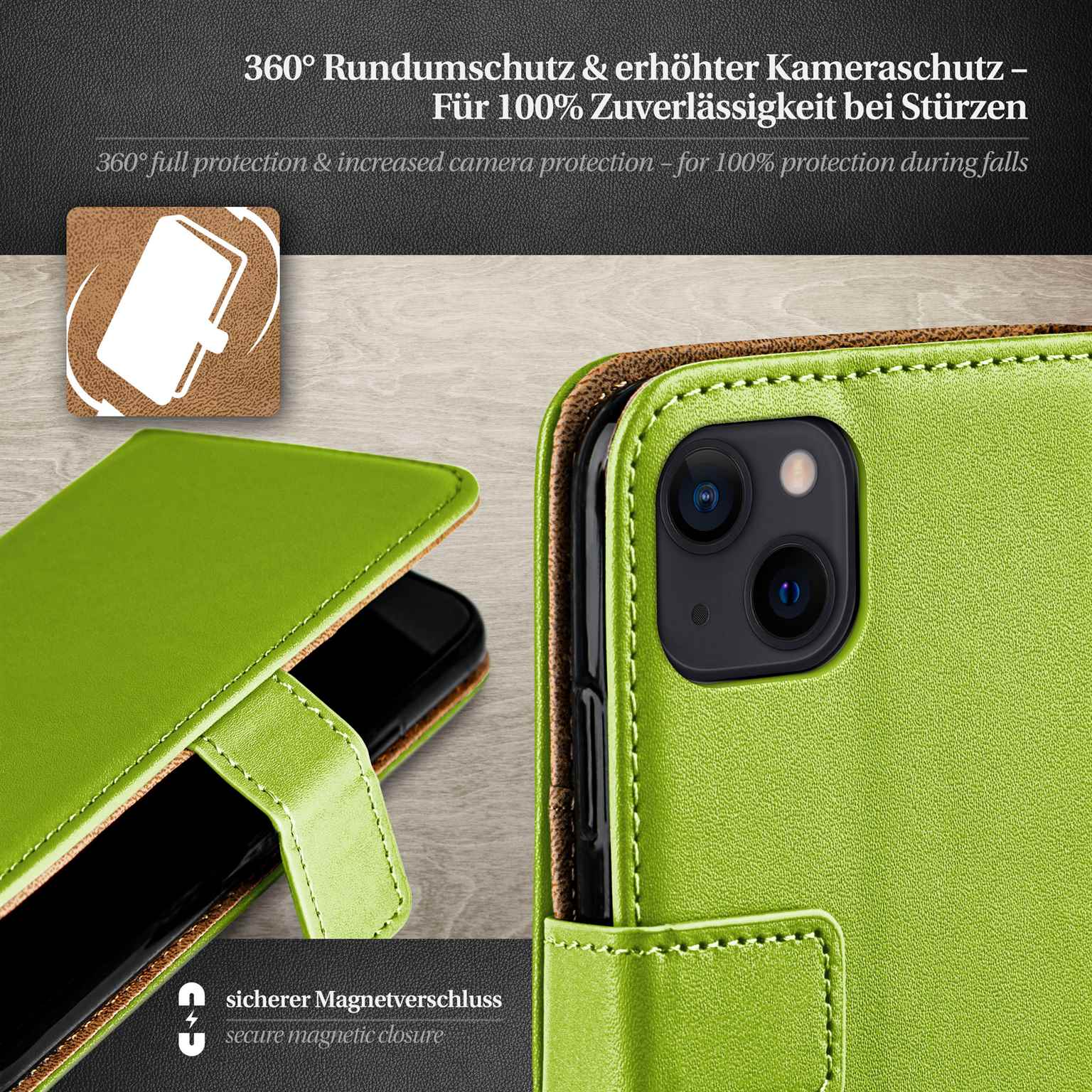 moex Book Case für iPhone 15 Klapphülle mit Kartenfach – Weiteres Produktbild 3