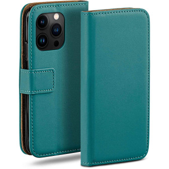 moex moex Book Case für iPhone 16 Pro Klapphülle mit Kartenfach – Petrol