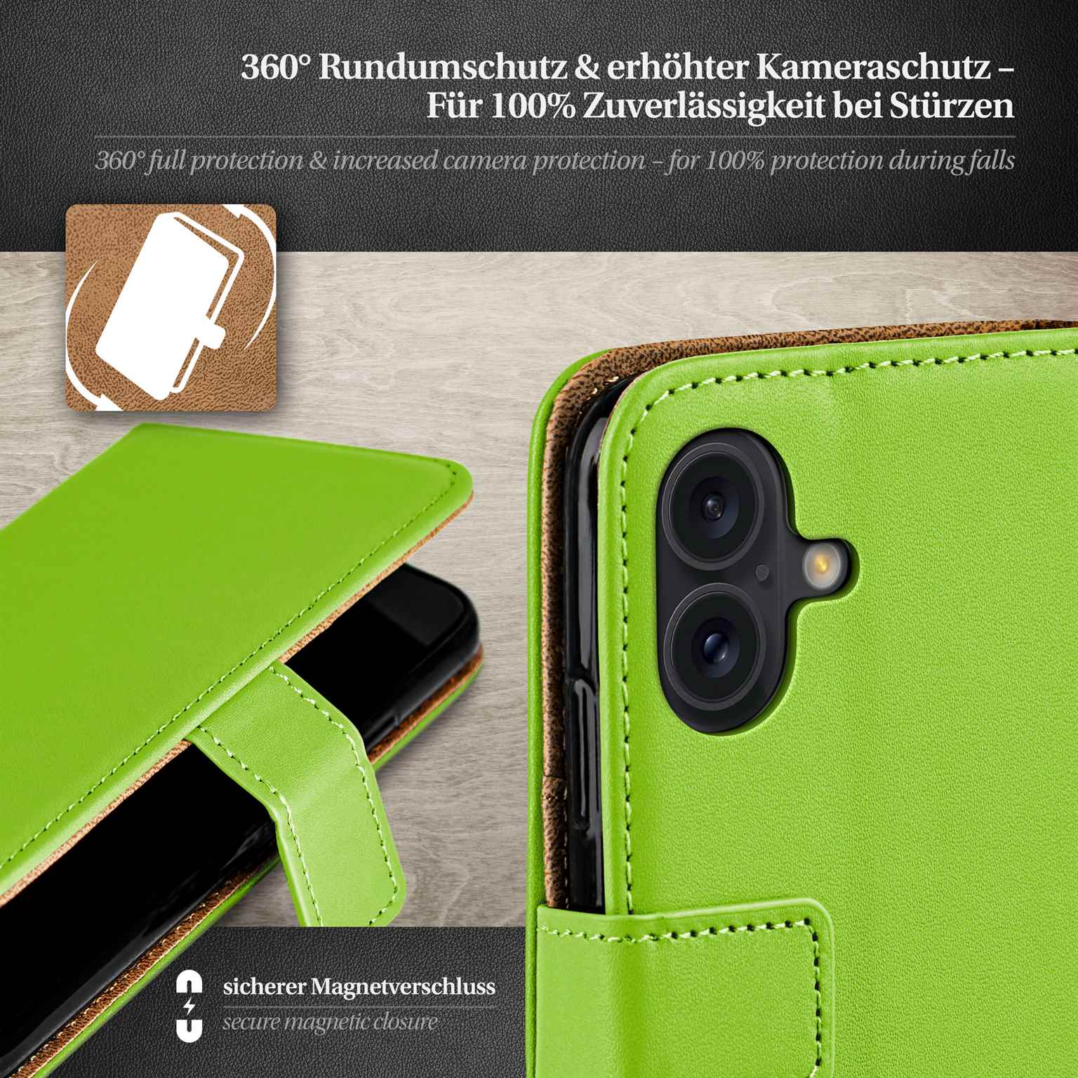 moex Book Case für iPhone 16 Klapphülle mit Kartenfach – Weiteres Produktbild 3 moex Book Case für iPhone 16 Klapphülle mit Kartenfach – Weiteres Produktbild 3