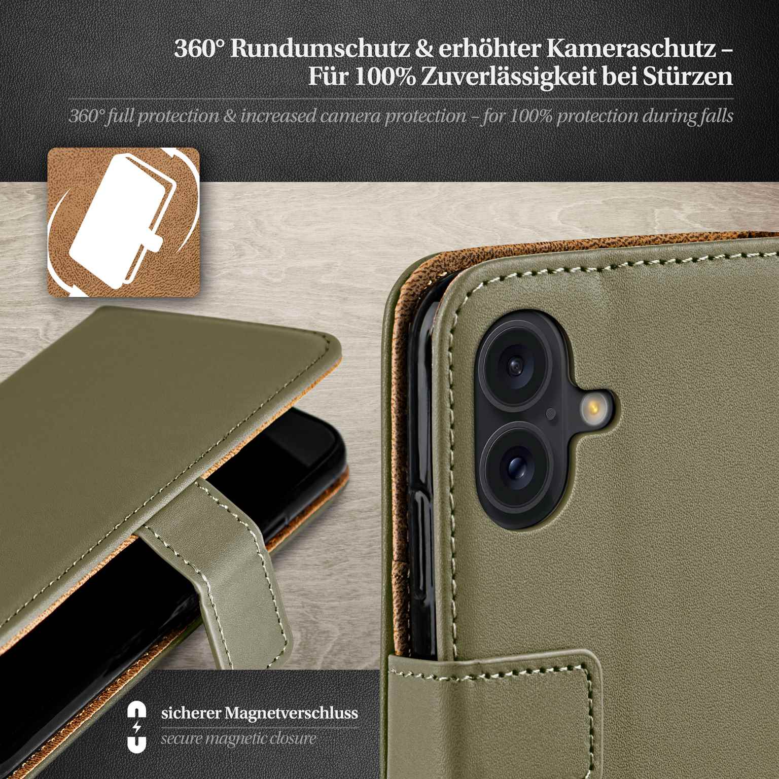 moex Book Case für iPhone 16 Klapphülle mit Kartenfach – Weiteres Produktbild 3