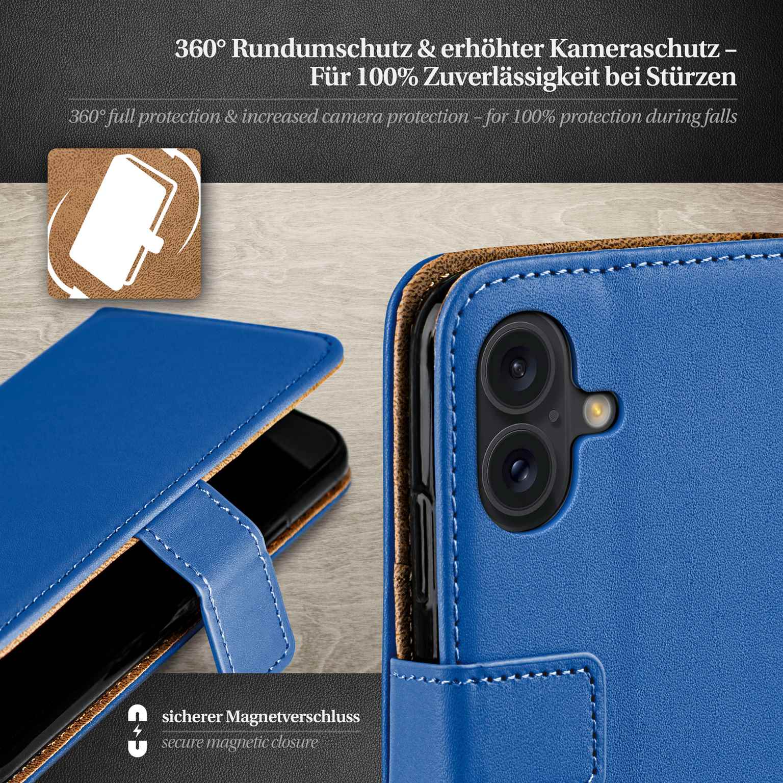 moex Book Case für iPhone 16 Klapphülle mit Kartenfach – Weiteres Produktbild 3