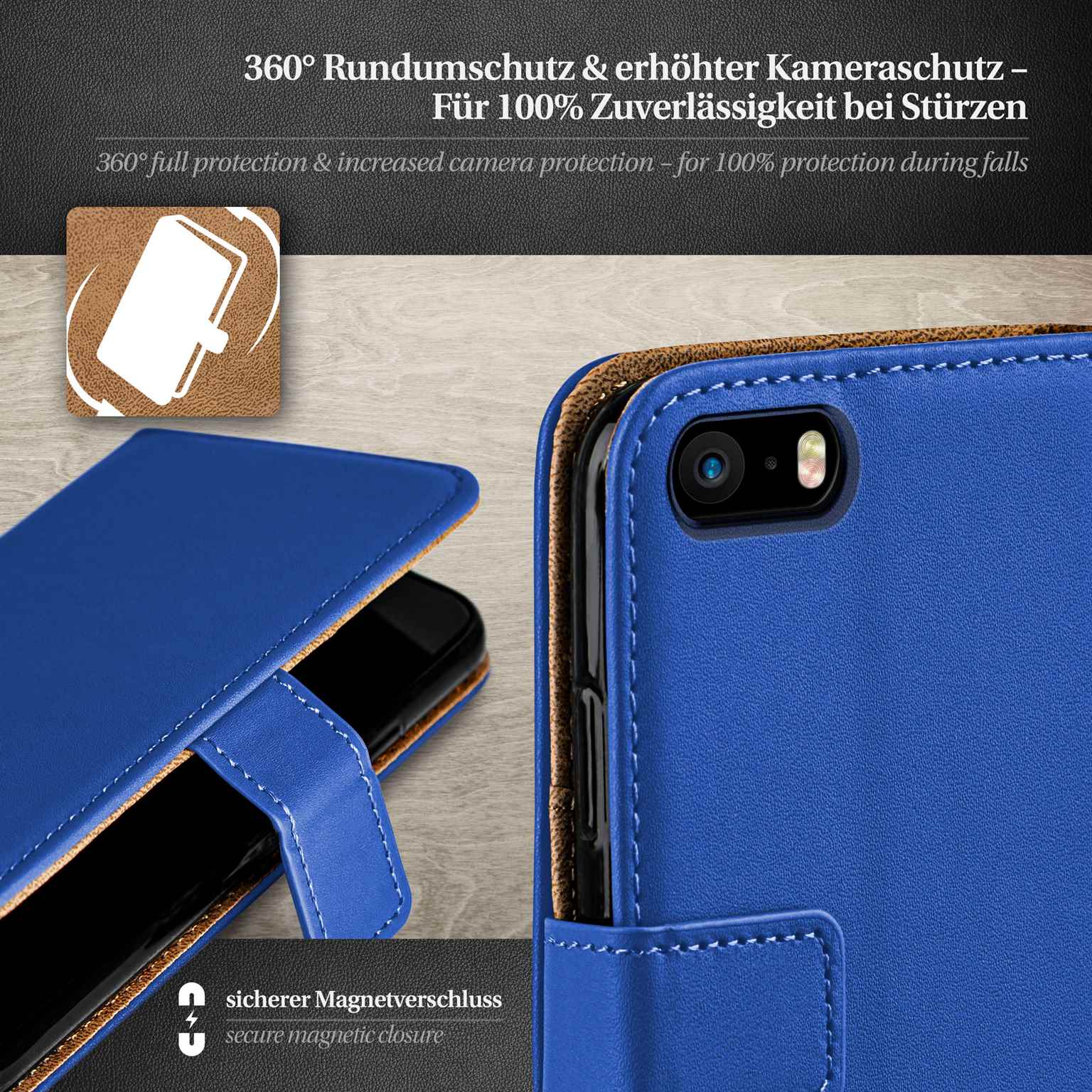moex Book Case für iPhone 5 Klapphülle mit Kartenfach – Weiteres Produktbild 2