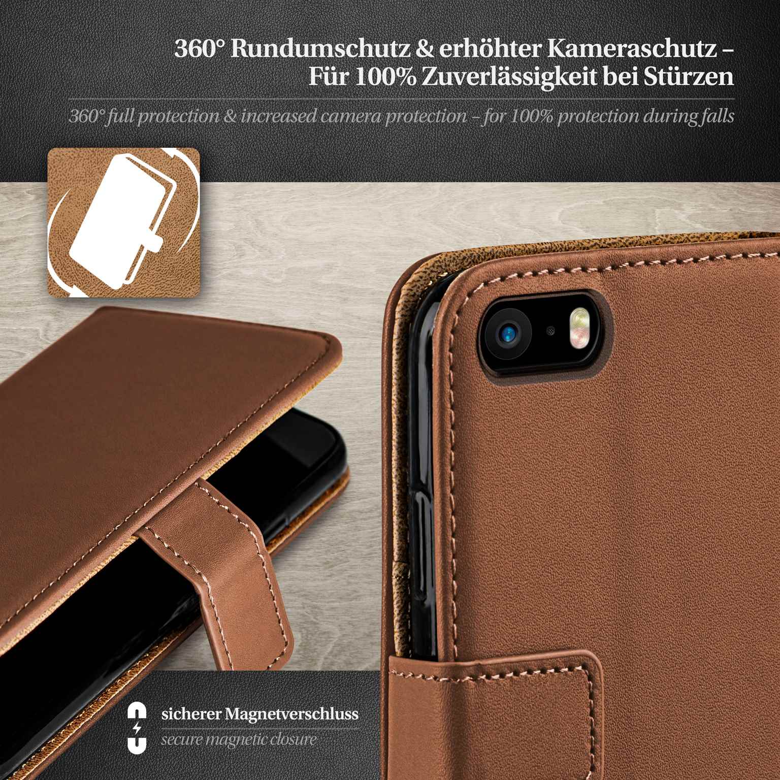 moex Book Case für iPhone 5 Klapphülle mit Kartenfach – Weiteres Produktbild 2
