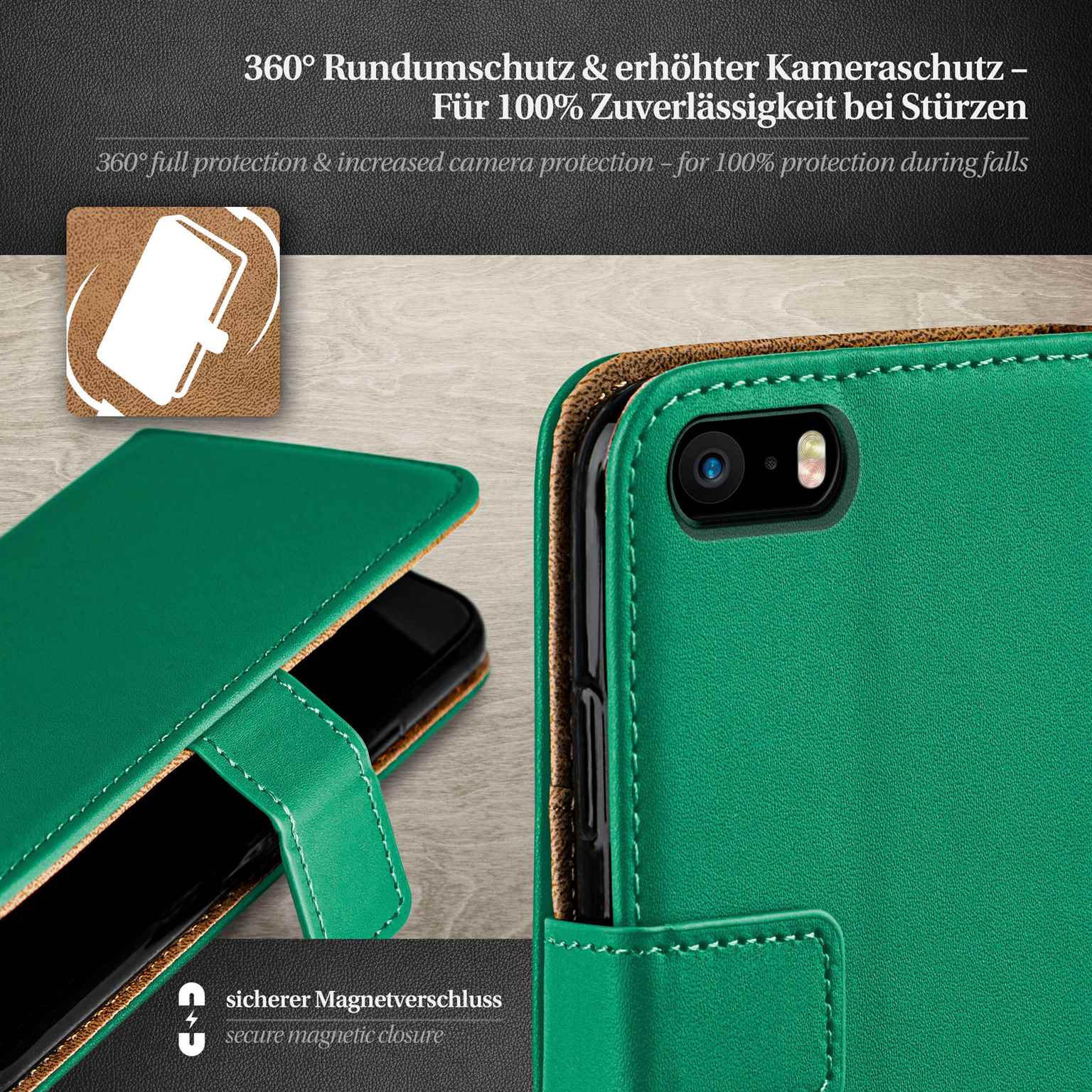 moex Book Case für iPhone 5 Klapphülle mit Kartenfach – Weiteres Produktbild 2