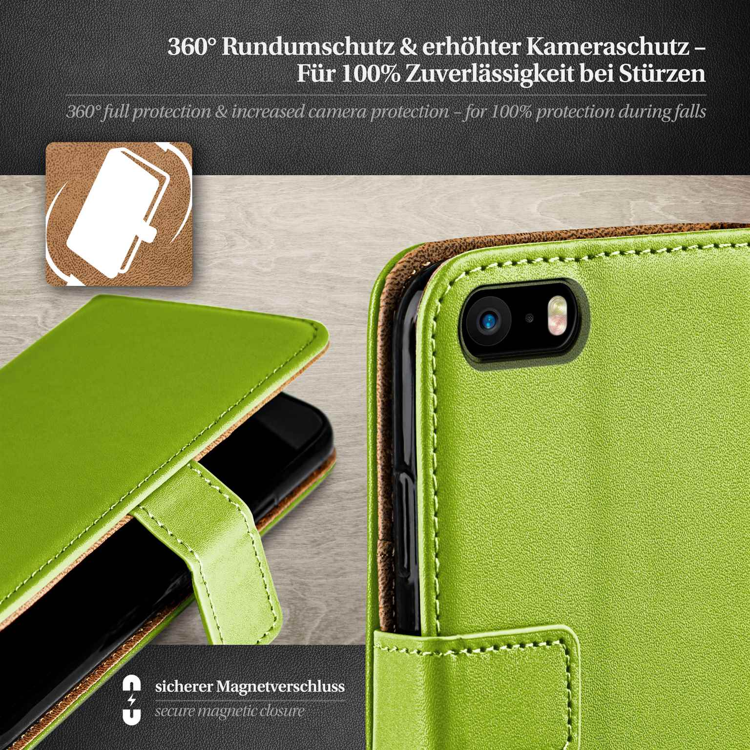 moex Book Case für iPhone 5 Klapphülle mit Kartenfach – Weiteres Produktbild 2
