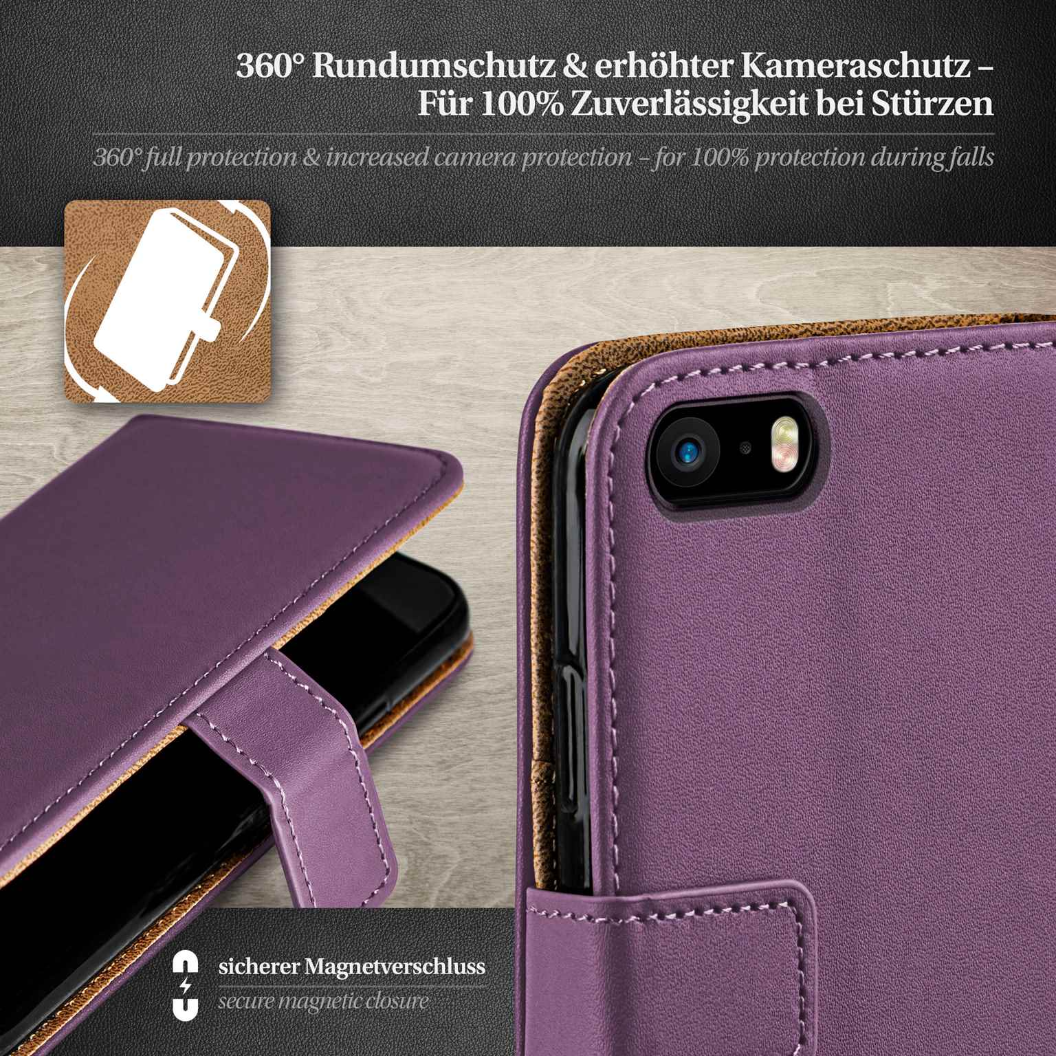 moex Book Case für iPhone 5 Klapphülle mit Kartenfach – Weiteres Produktbild 2