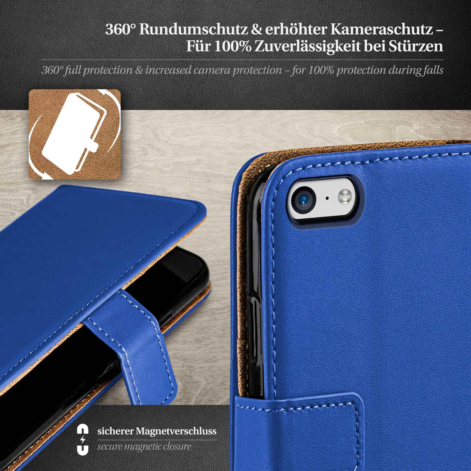 moex Book Case für iPhone 5c Klapphülle mit Kartenfach – Weiteres Produktbild 2