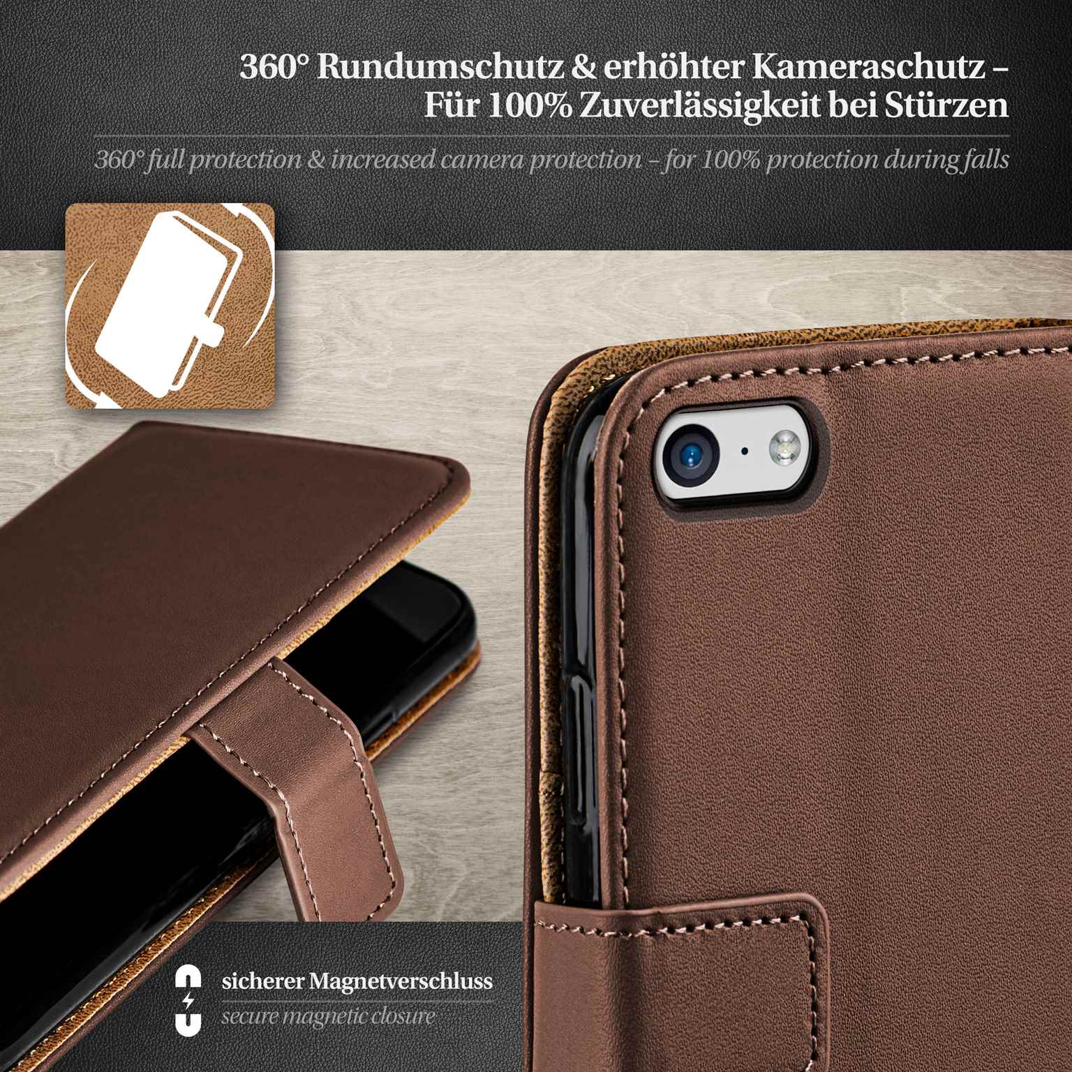 moex Book Case für iPhone 5c Klapphülle mit Kartenfach – Weiteres Produktbild 2