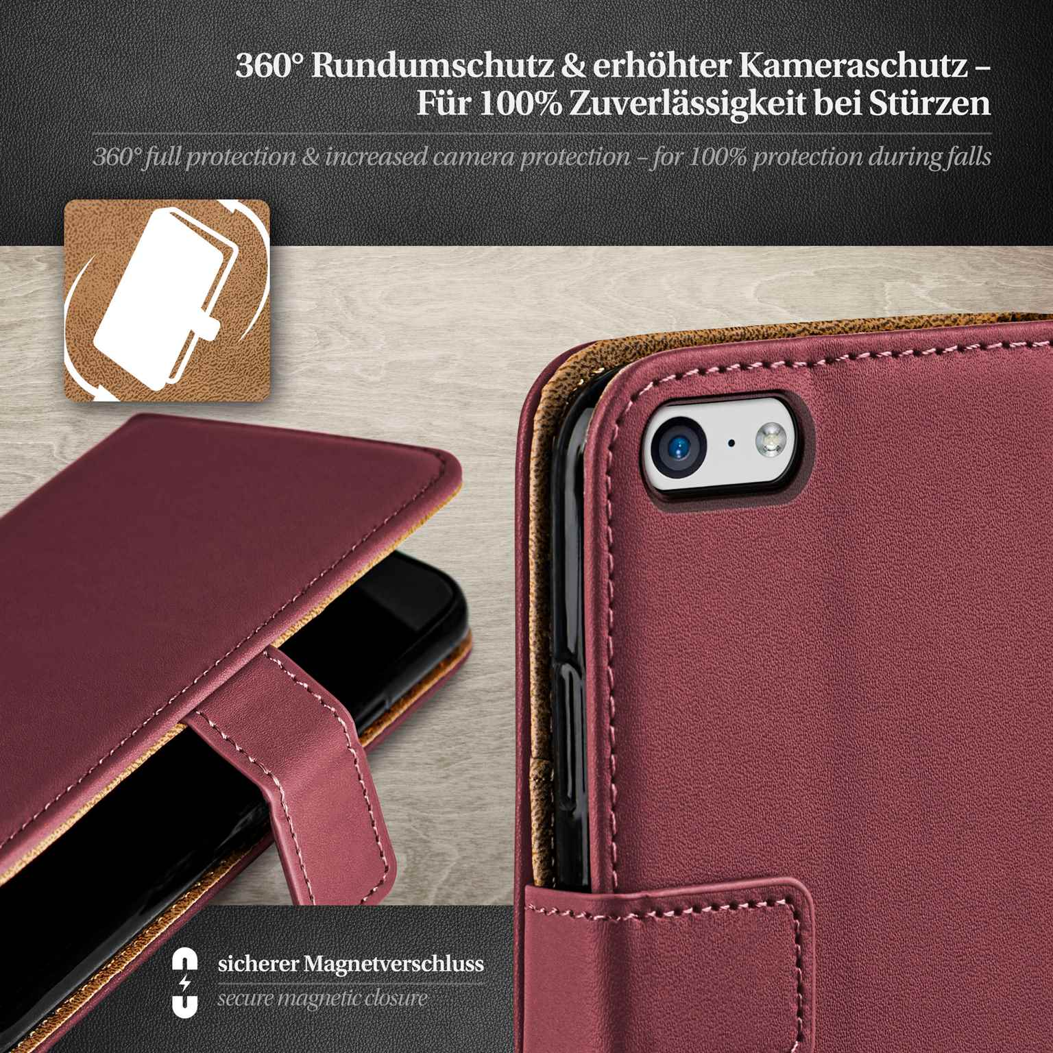 moex Book Case für iPhone 5c Klapphülle mit Kartenfach – Weiteres Produktbild 2