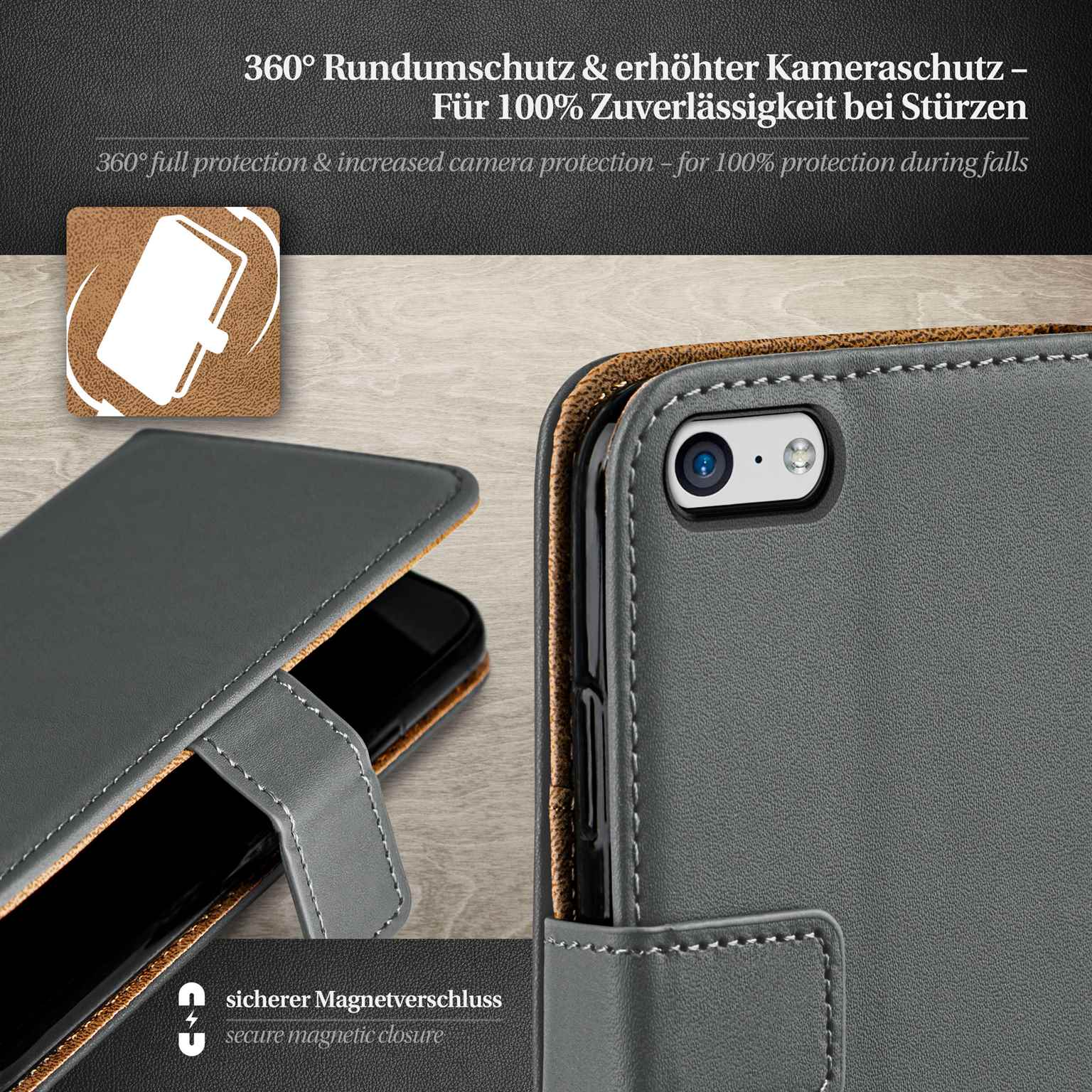 moex Book Case für iPhone 5c Klapphülle mit Kartenfach – Weiteres Produktbild 2