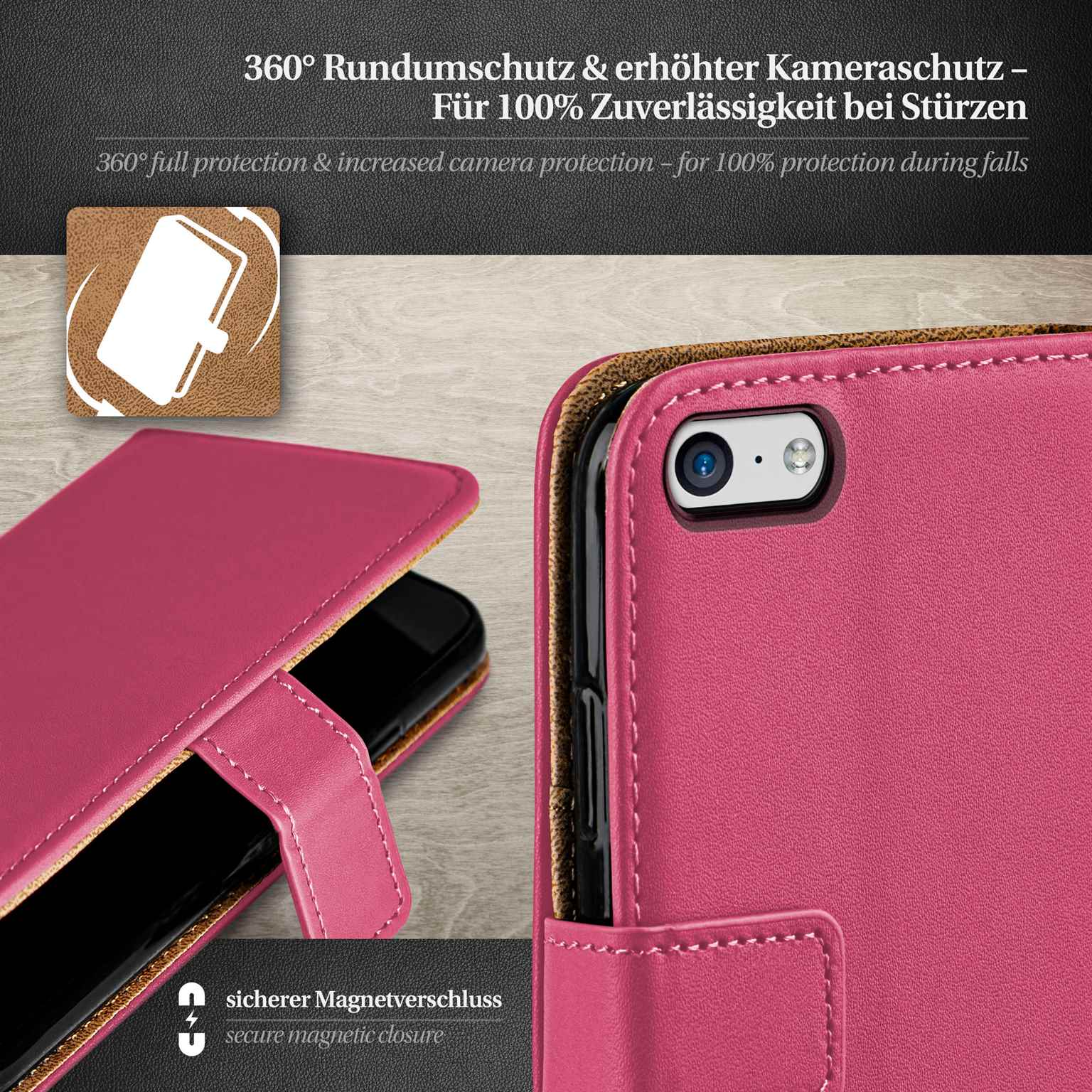 moex Book Case für iPhone 5c Klapphülle mit Kartenfach – Weiteres Produktbild 2