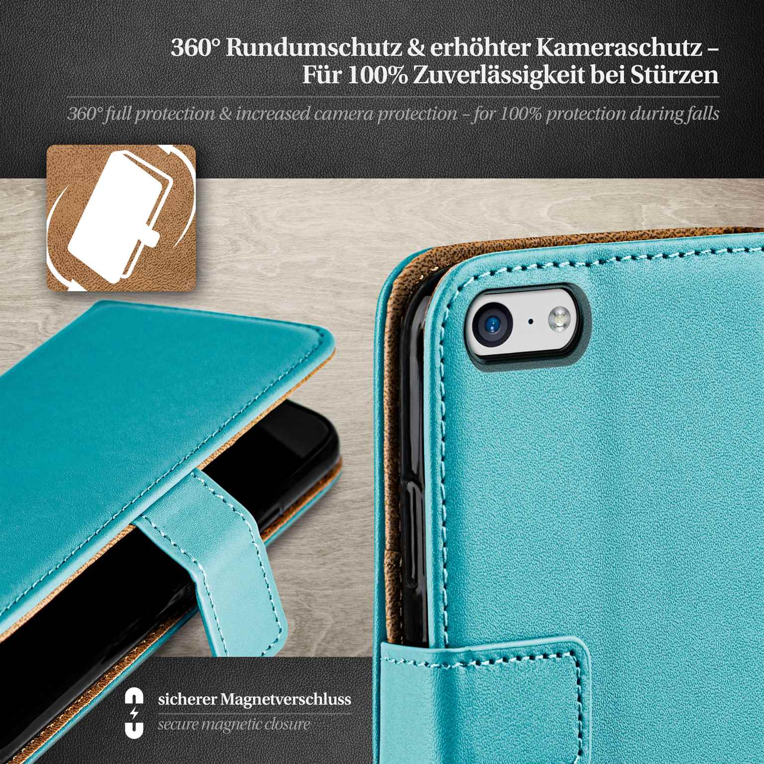 moex Book Case für iPhone 5c Klapphülle mit Kartenfach – Weiteres Produktbild 2
