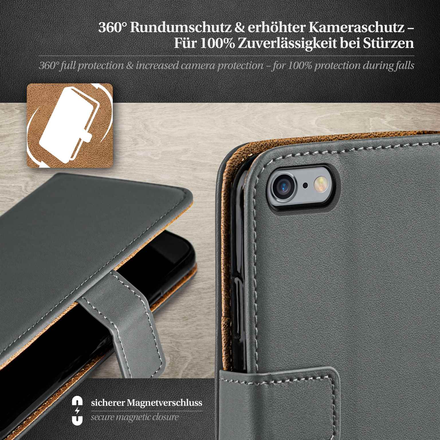 moex Book Case für iPhone 6 Plus Klapphülle mit Kartenfach – Weiteres Produktbild 3
