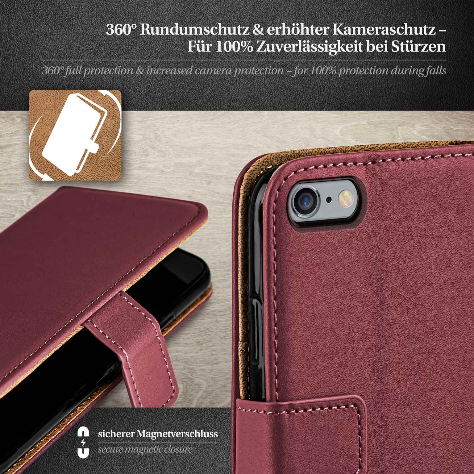 moex Book Case für iPhone 6 Klapphülle mit Kartenfach – Weiteres Produktbild 2