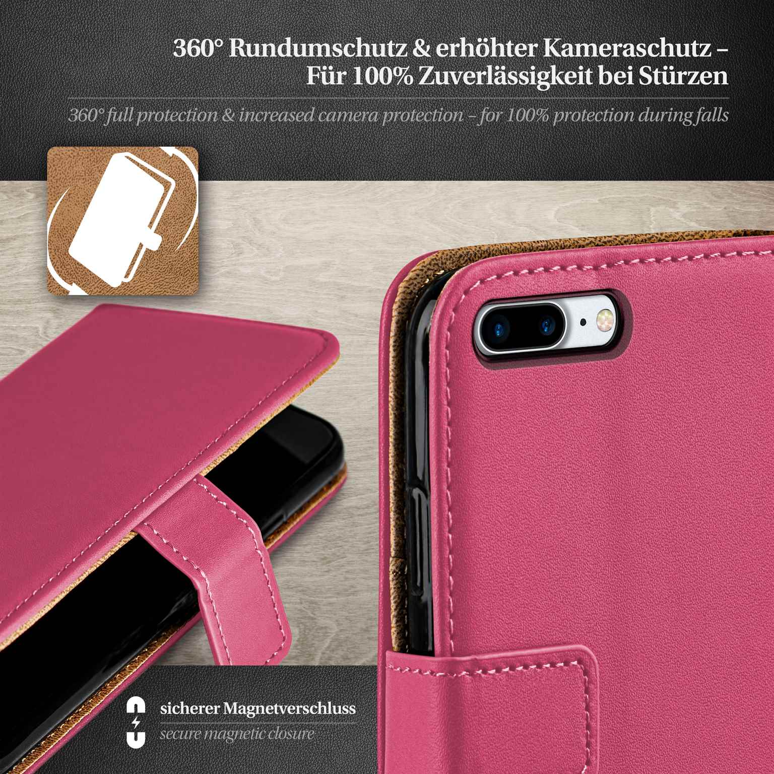 moex Book Case für iPhone 7 Plus Klapphülle mit Kartenfach – Weiteres Produktbild 3