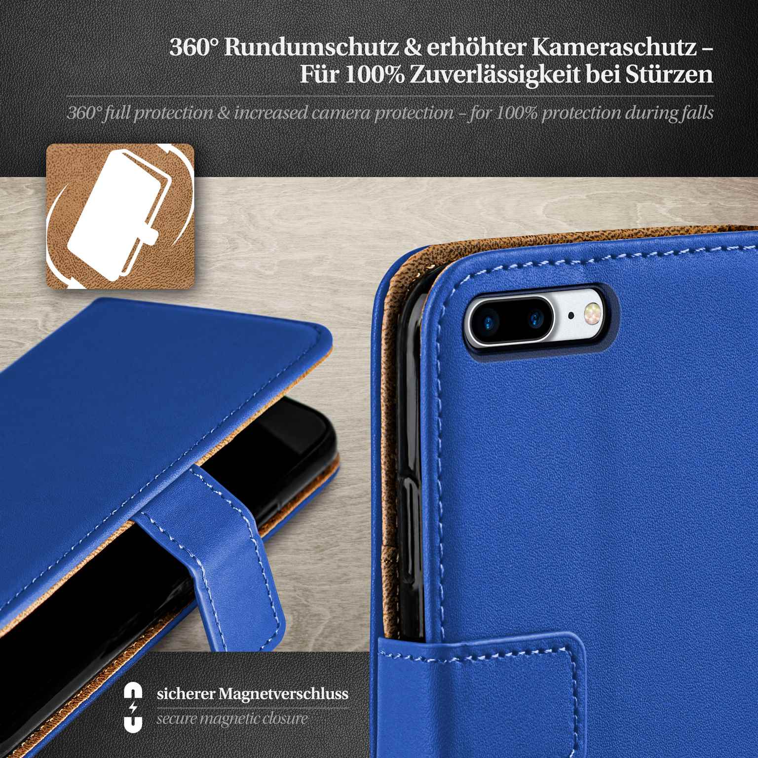 moex Book Case für iPhone 8 Plus Klapphülle mit Kartenfach – Weiteres Produktbild 3
